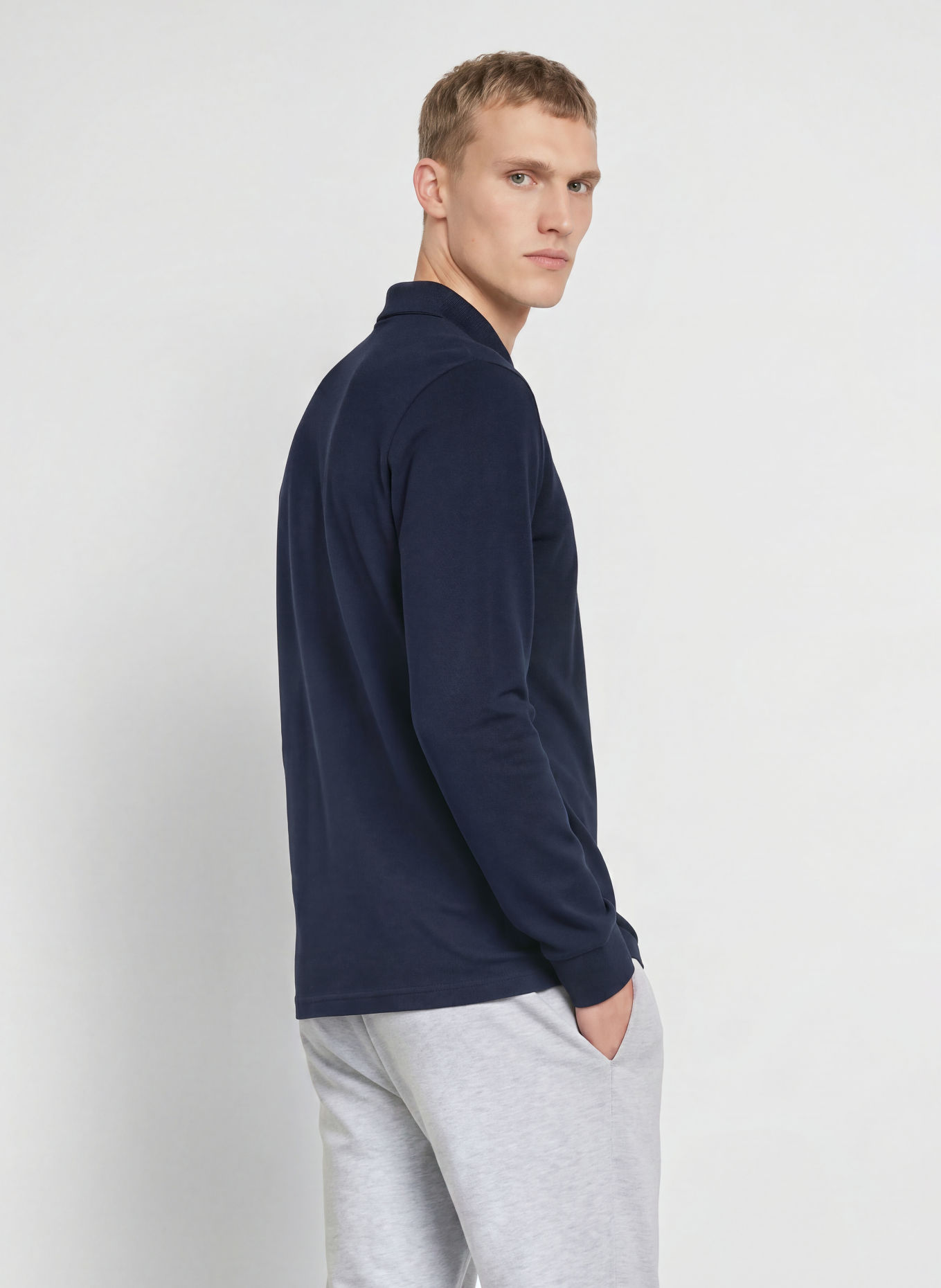 LACOSTE Gebreid poloshirt: DONKERBLAUW