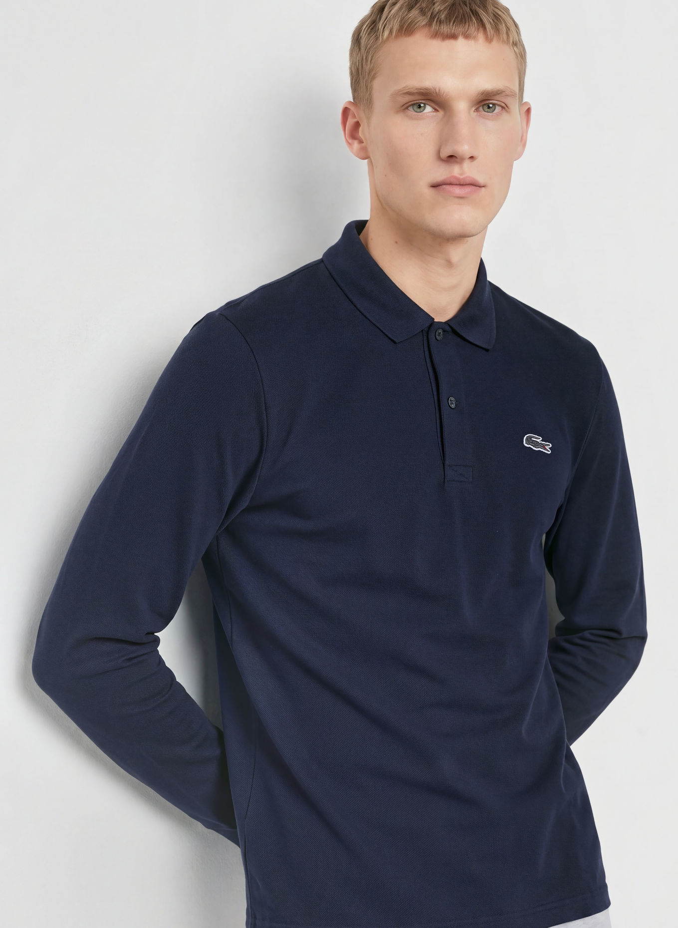 LACOSTE Gebreid poloshirt: DONKERBLAUW