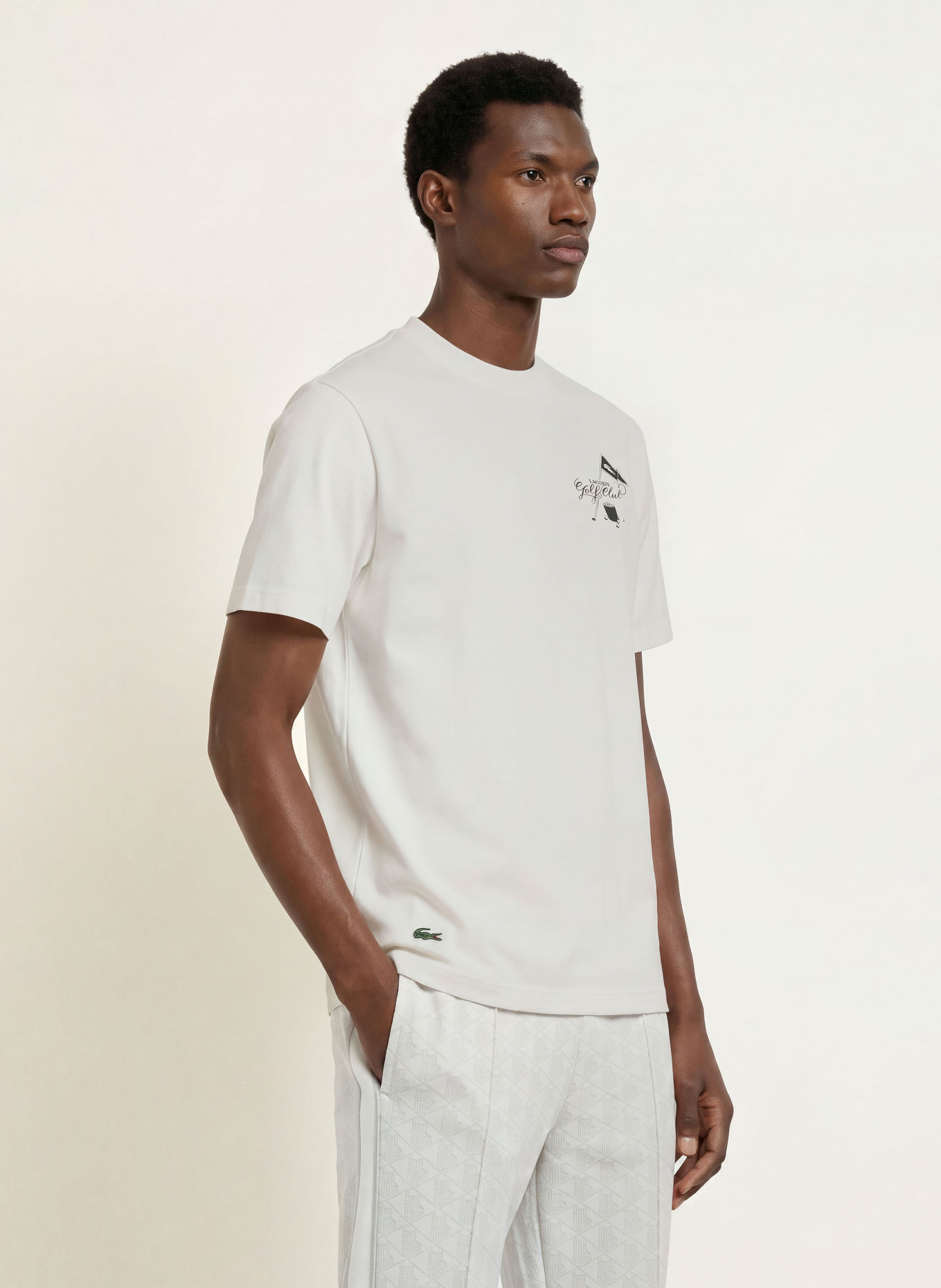 LACOSTE T-shirt: WIT / ZWART