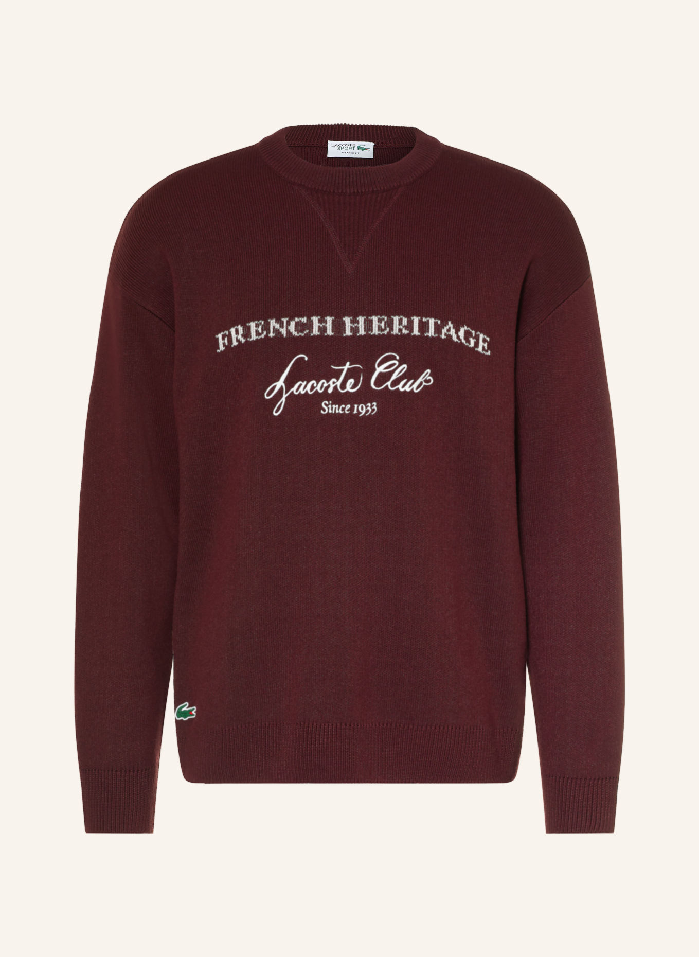 LACOSTE Sweater: DARK RED / WHITE