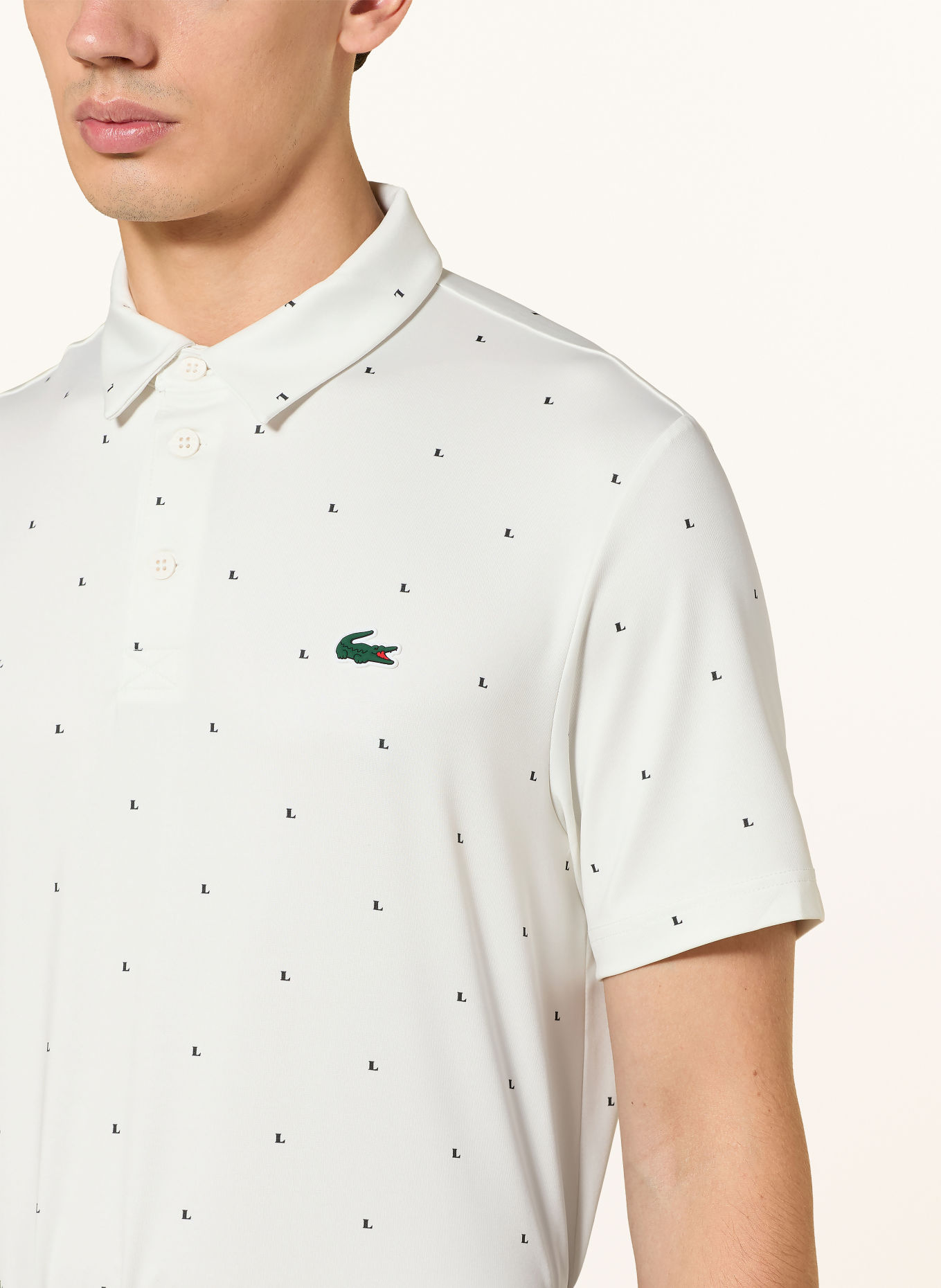 LACOSTE Funktions-Poloshirt Regular Fit: WEISS / DUNKELGRÜN