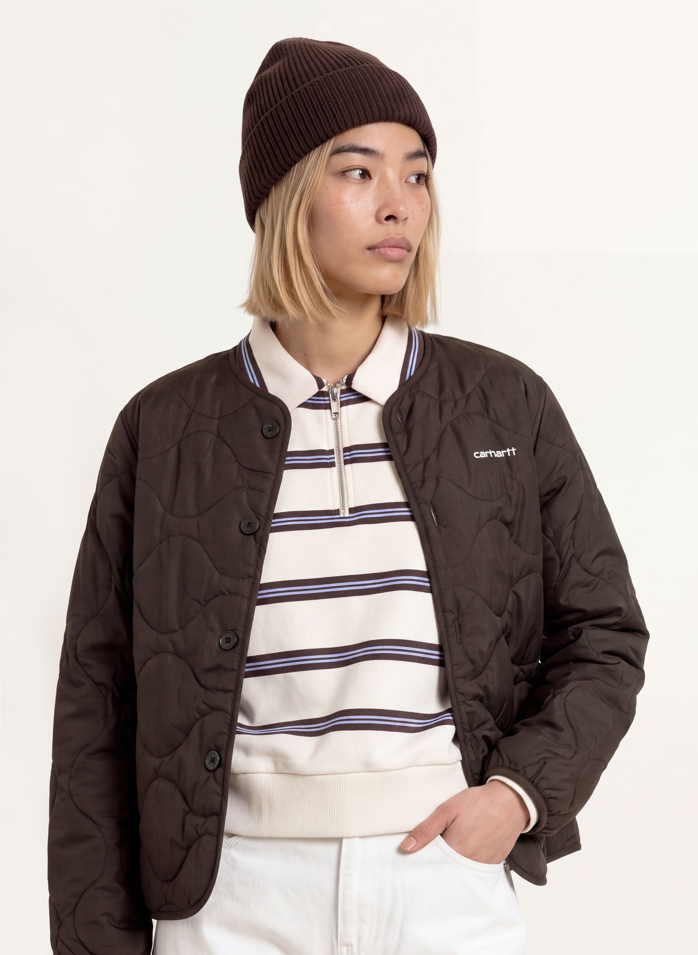 carhartt WIP Gewatteerde jas SKYE LINER: MARRON FONCÉ