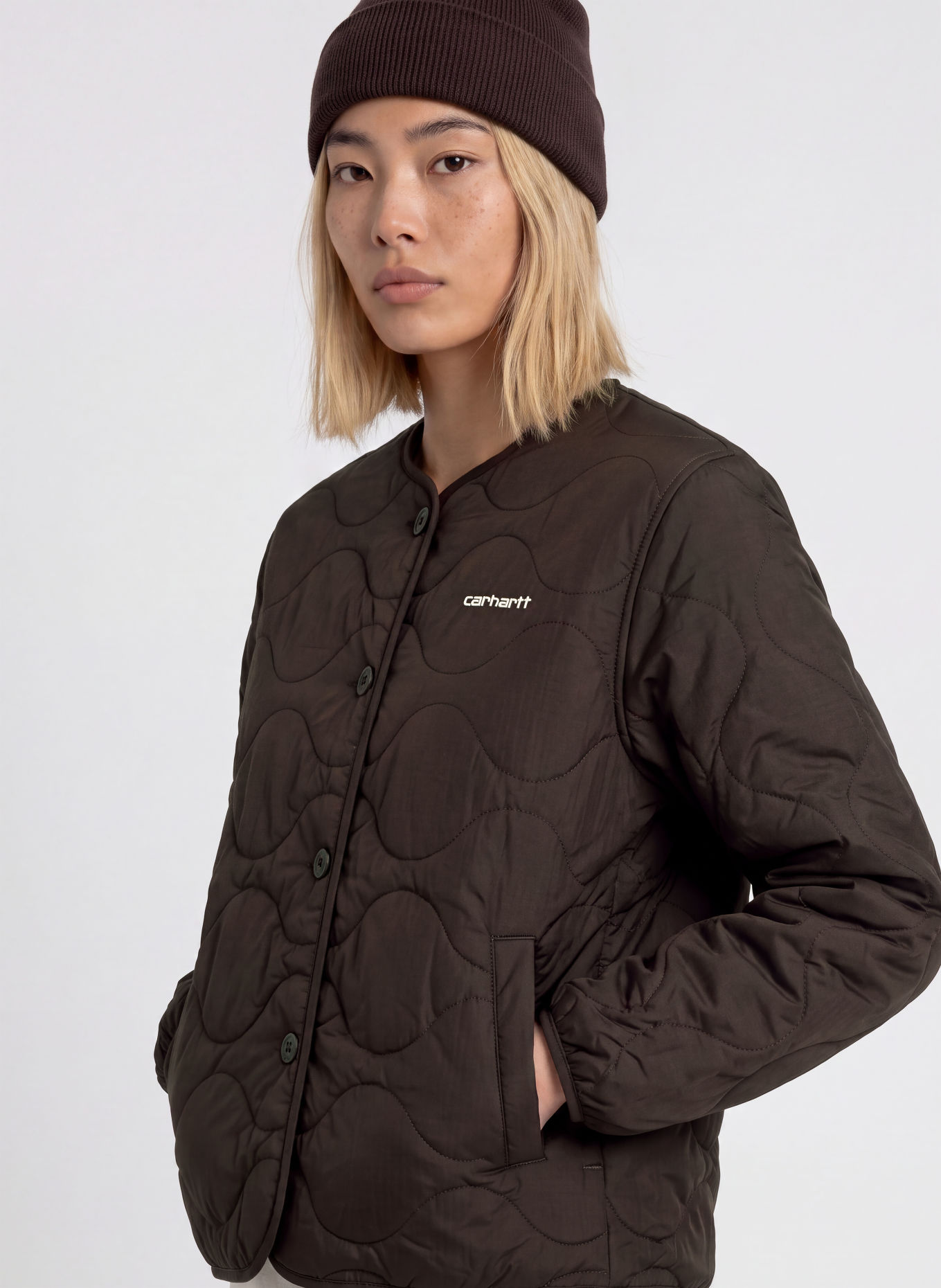 carhartt WIP Gewatteerde jas SKYE LINER: MARRON FONCÉ