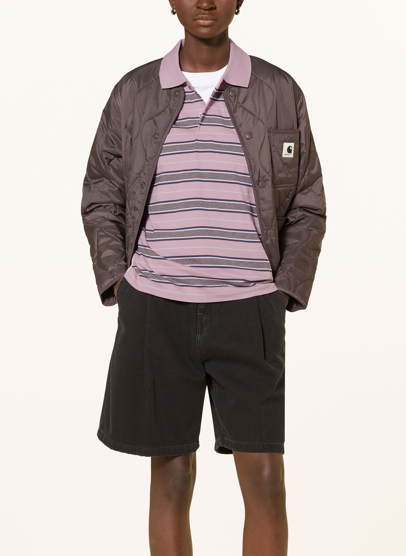 carhartt WIP Jersey-Poloshirt BRONSON: ROSA / GRAU / SCHWARZ