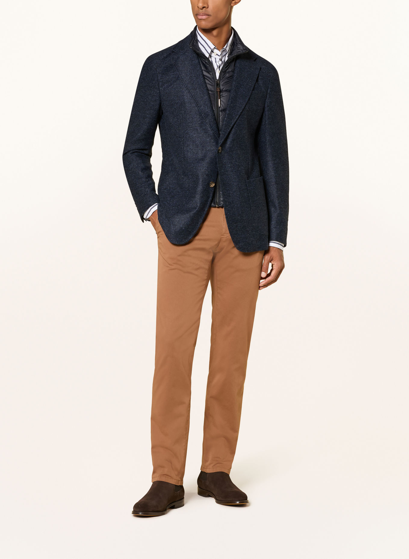 windsor. Jerseycolbert TRIEST-J9 Extra Slim Fit met uitneembare kraag: DONKERBLAUW