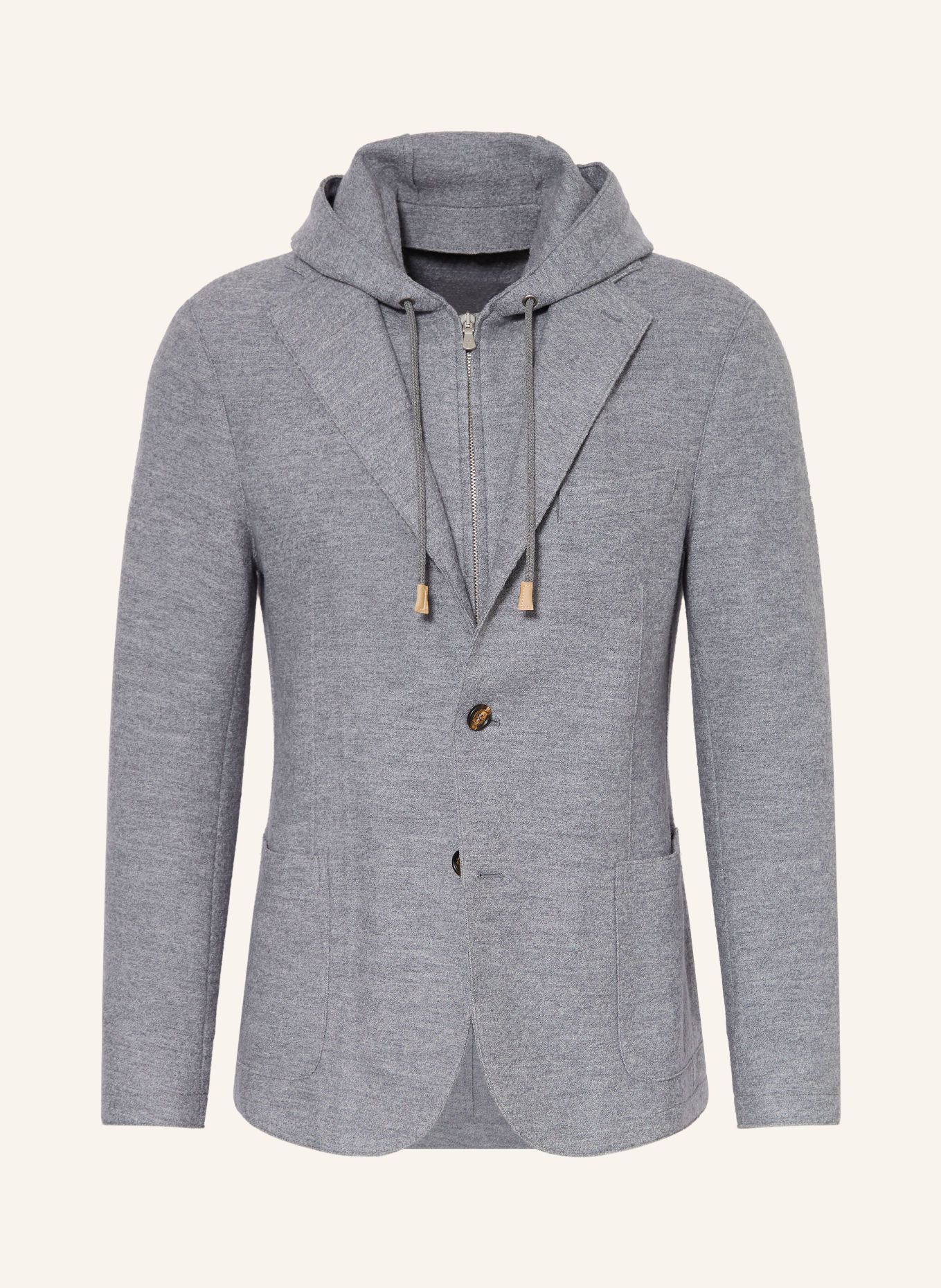 eleventy Stricksakko Extra Slim Fit mit herausnehmbarer Blende: HELLGRAU