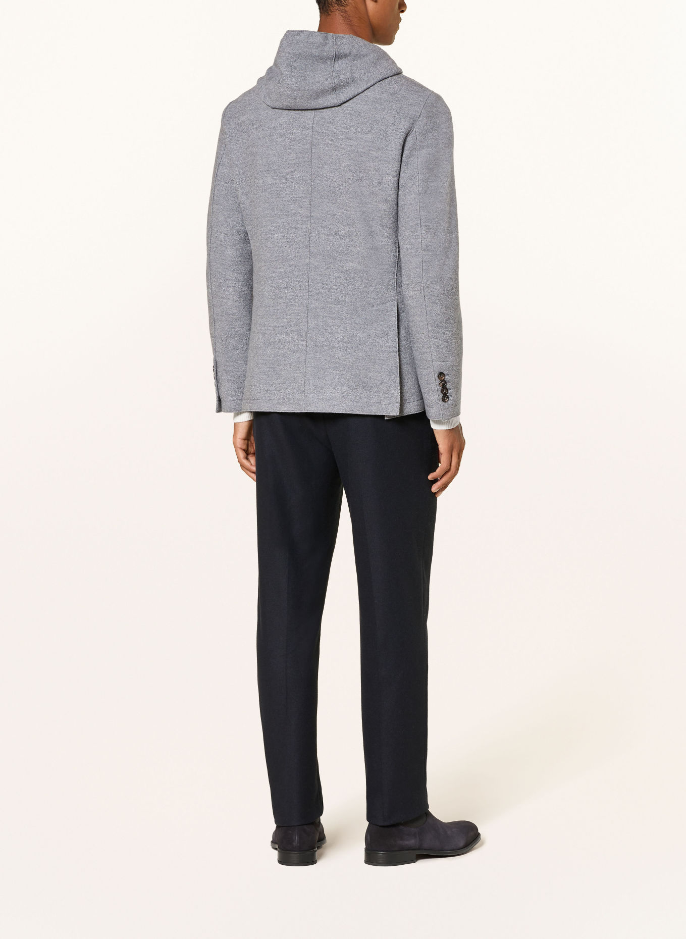 eleventy Stricksakko Extra Slim Fit mit herausnehmbarer Blende: HELLGRAU