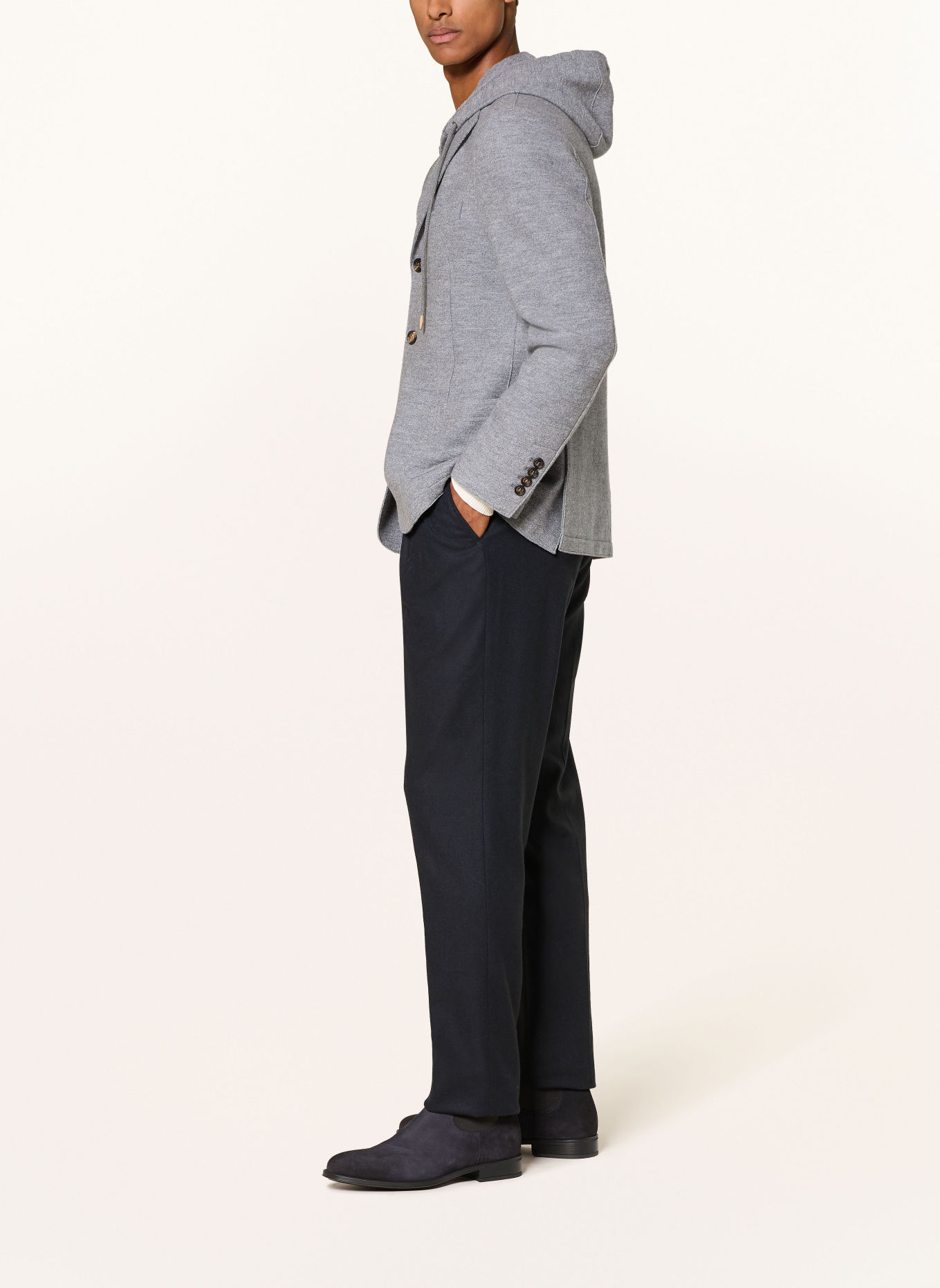 eleventy Stricksakko Extra Slim Fit mit herausnehmbarer Blende: HELLGRAU