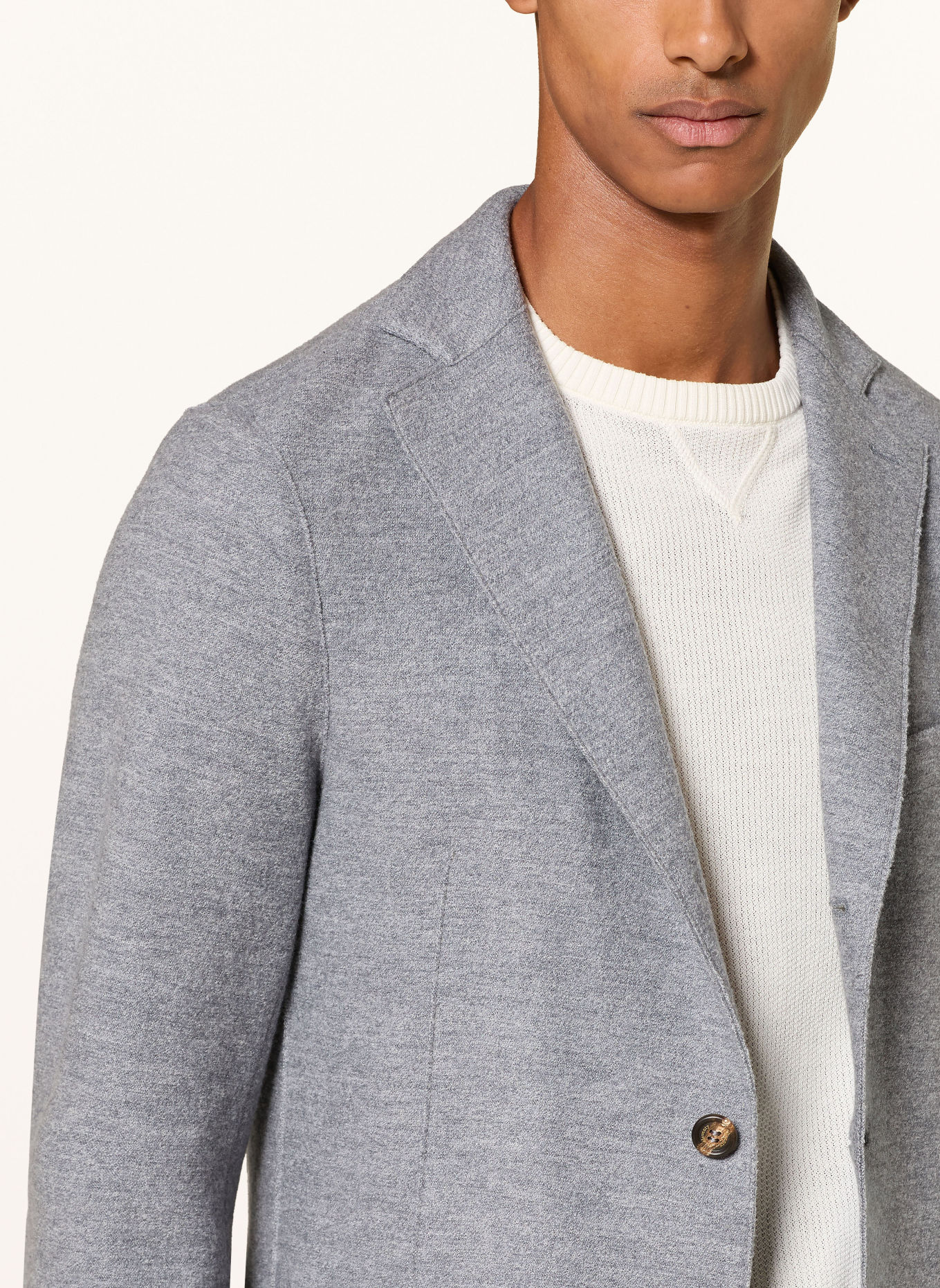 eleventy Stricksakko Extra Slim Fit mit herausnehmbarer Blende: HELLGRAU