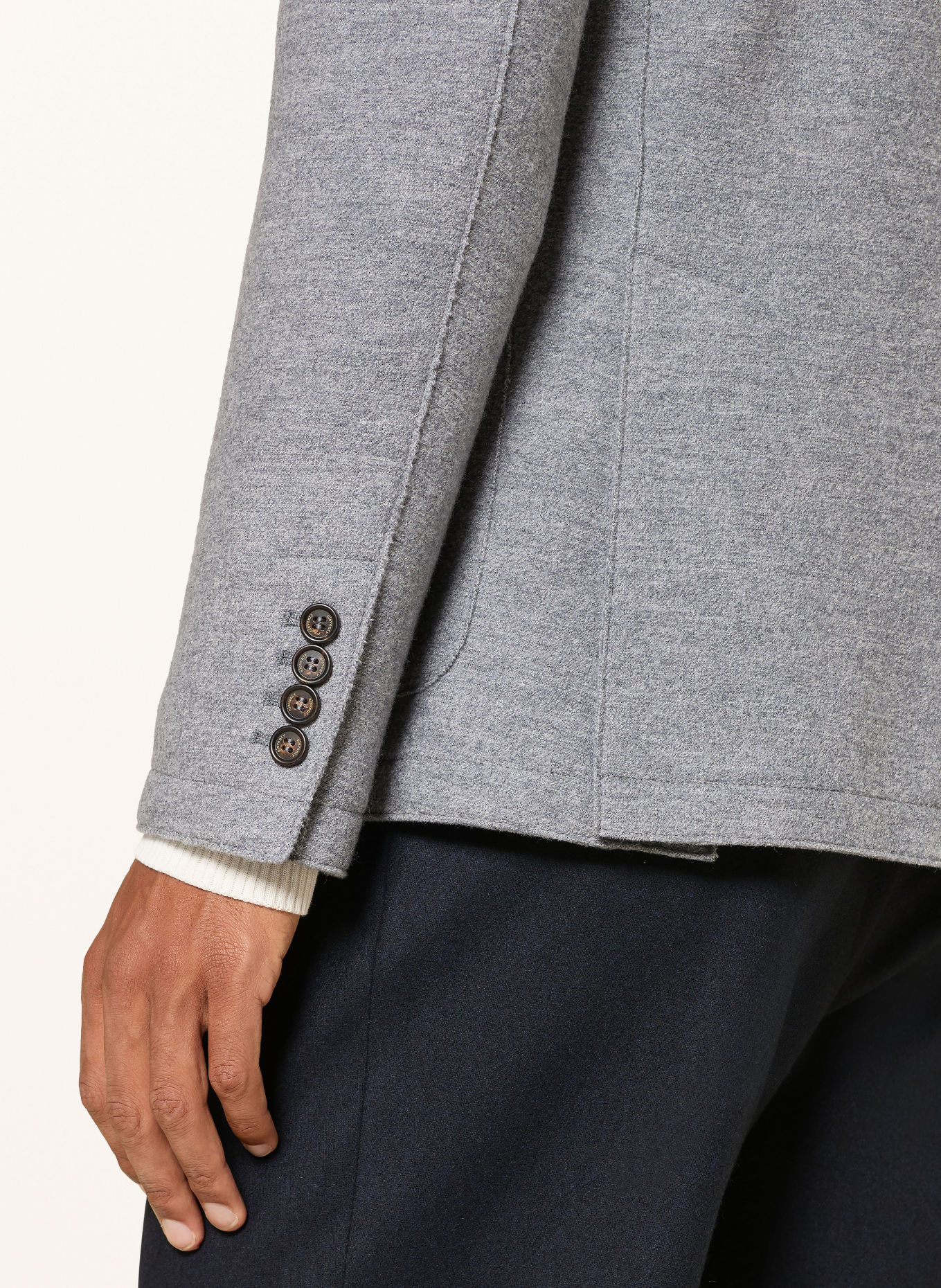 eleventy Stricksakko Extra Slim Fit mit herausnehmbarer Blende: HELLGRAU