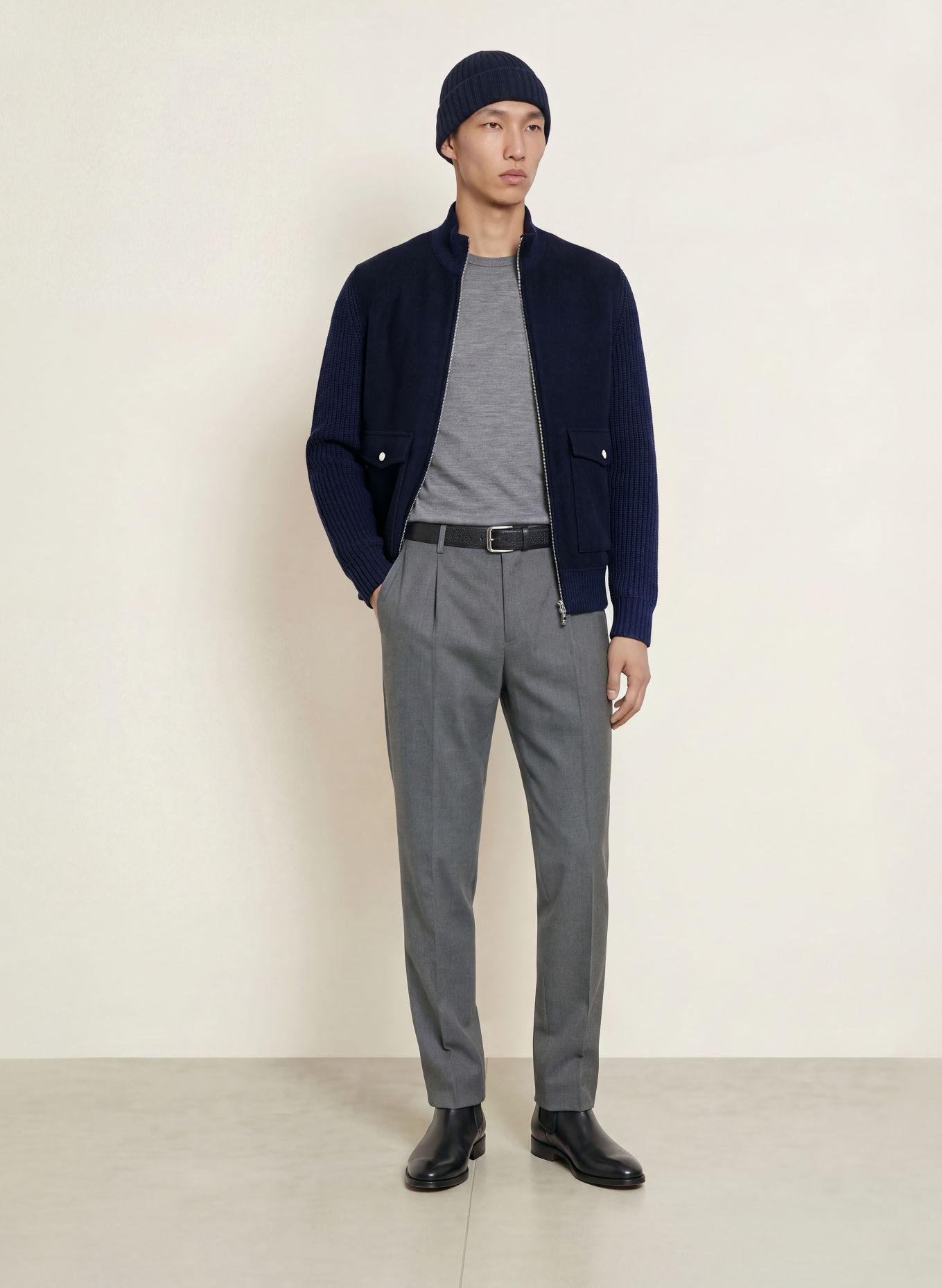 eleventy Blouson im Materialmix: DUNKELBLAU