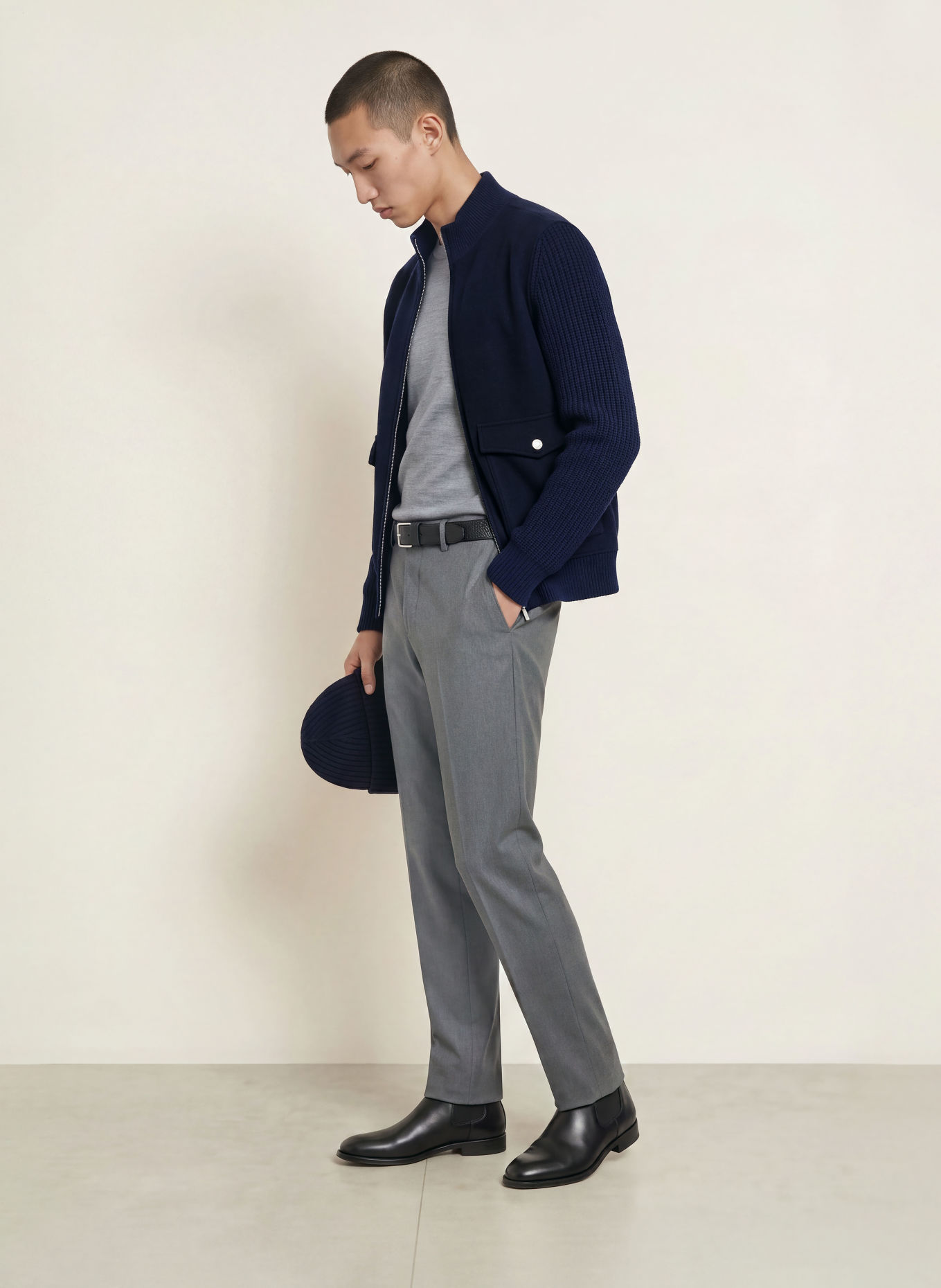 eleventy Blouson im Materialmix: DUNKELBLAU