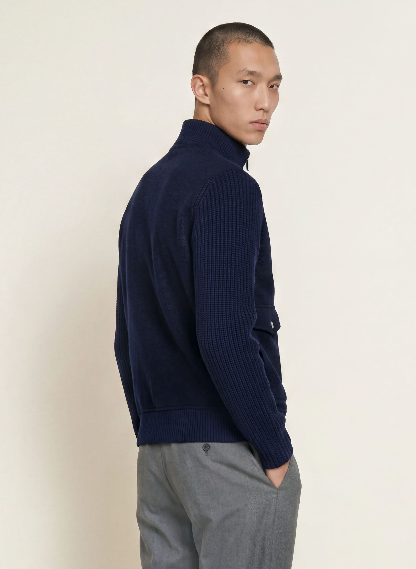 eleventy Blouson im Materialmix: DUNKELBLAU