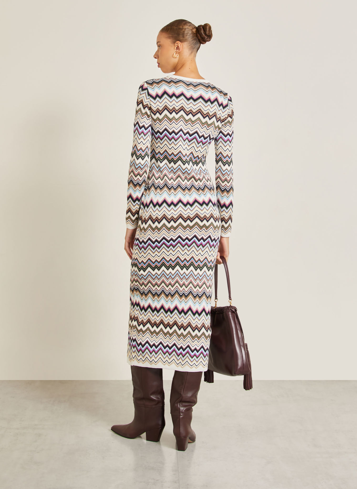MISSONI Pletené šaty: KRÉMOVÁ / RŮŽOVÁ / TMAVĚ MODRÁ