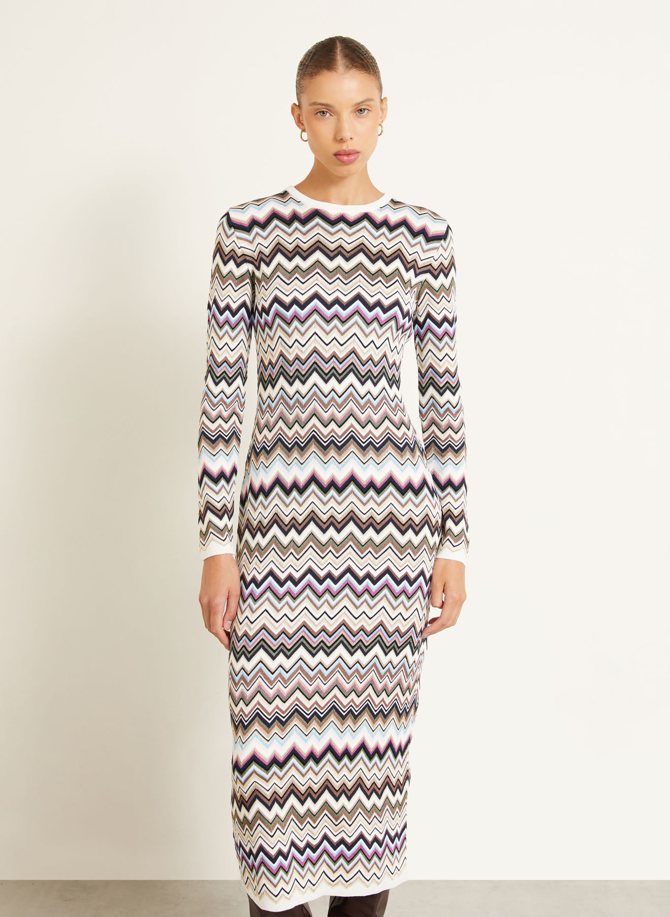 MISSONI Pletené šaty: KRÉMOVÁ / RŮŽOVÁ / TMAVĚ MODRÁ