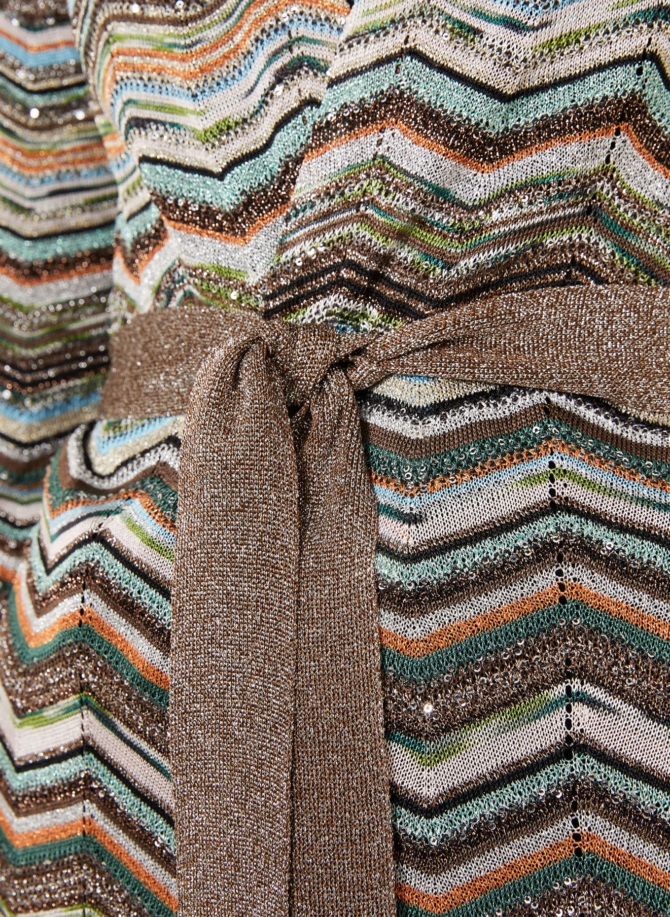 MISSONI Gebreid openvallend vest met pailletten en glittergaren: BRUIN / GROEN / TURQUOISE