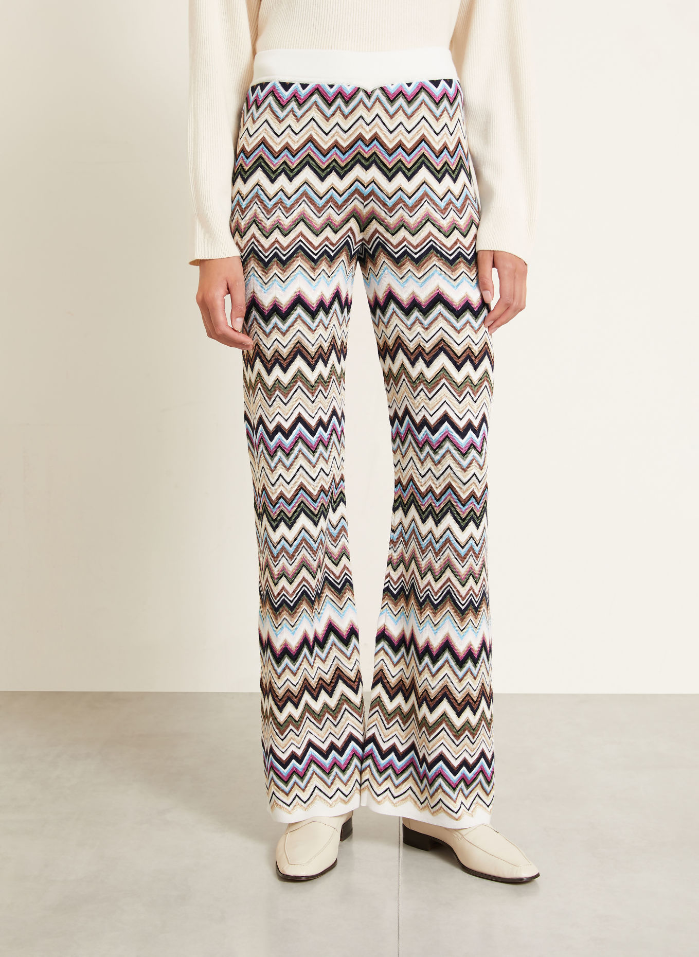 MISSONI Strickhose: CREME / PINK / HELLBLAU