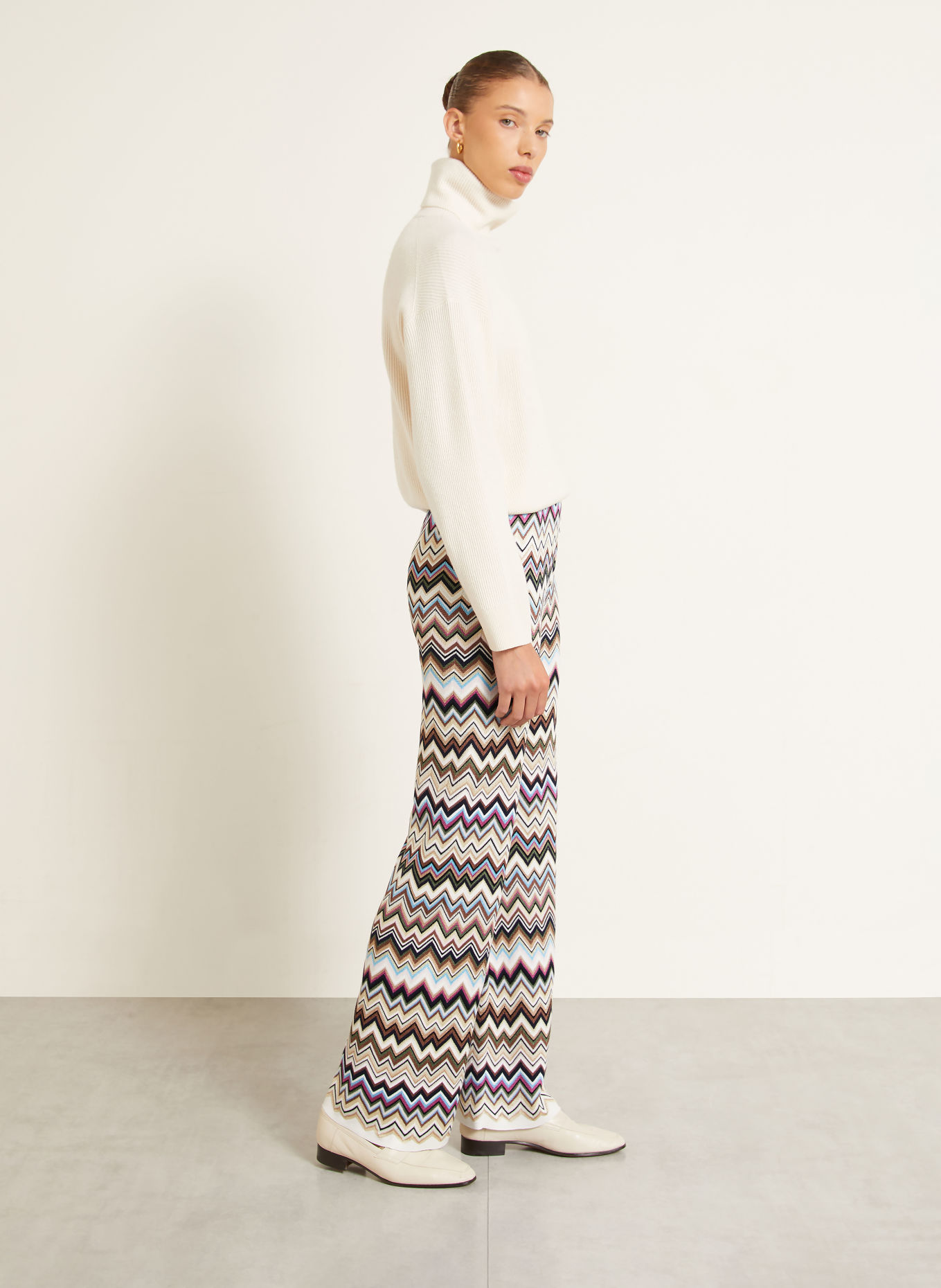 MISSONI Strickhose: CREME / PINK / HELLBLAU