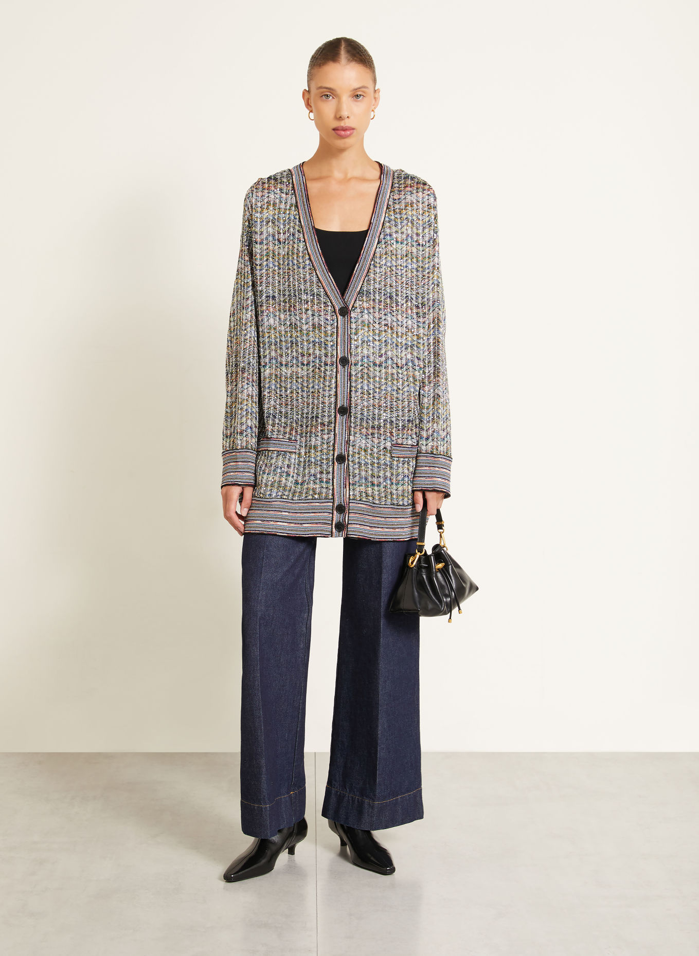 MISSONI Cardigan with glitter yarn and sequins: CREAM / PINK / LIGHT GREEN