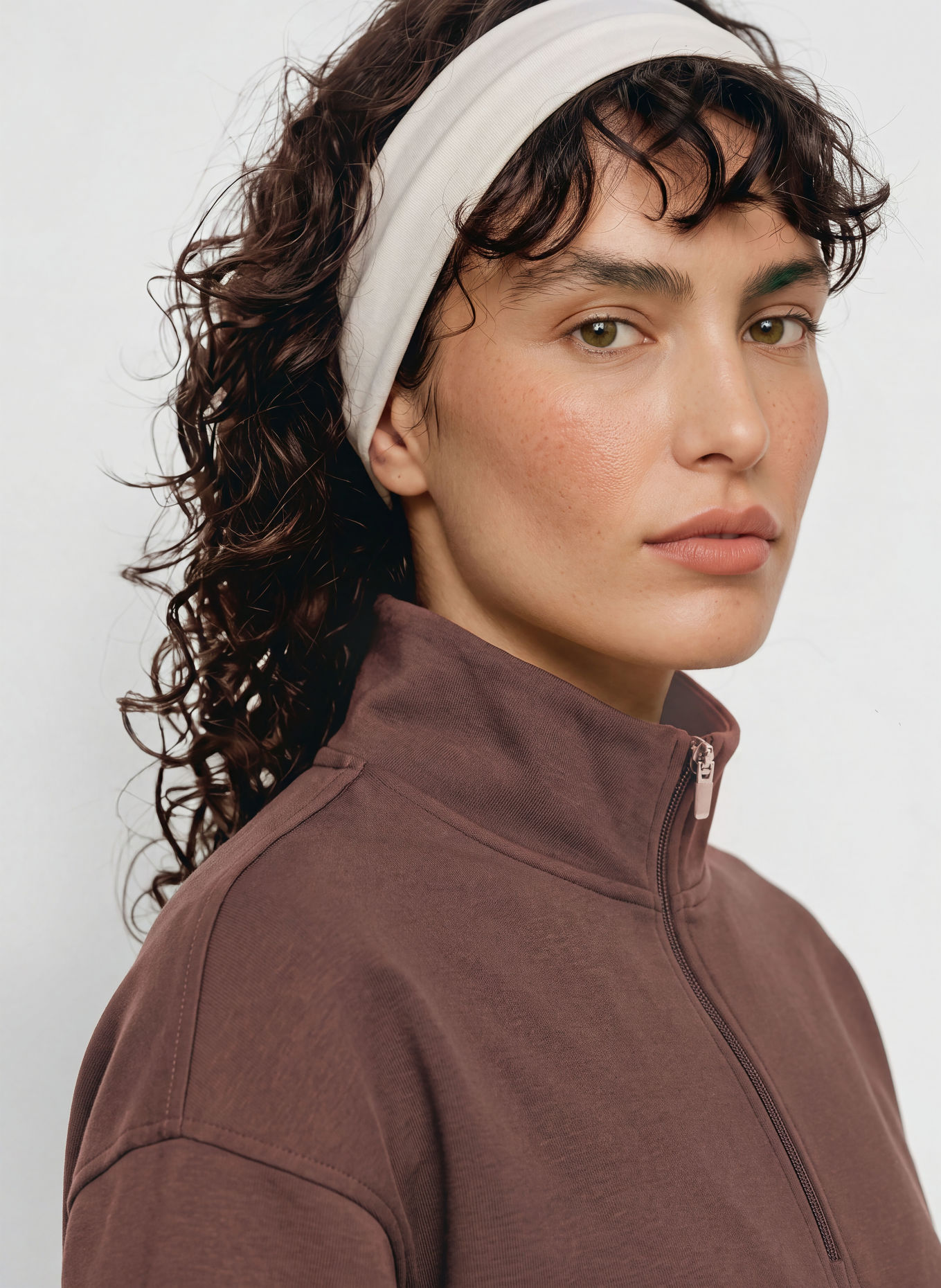 MRS & HUGS Sweater met halve rits: MARRON FONCÉ