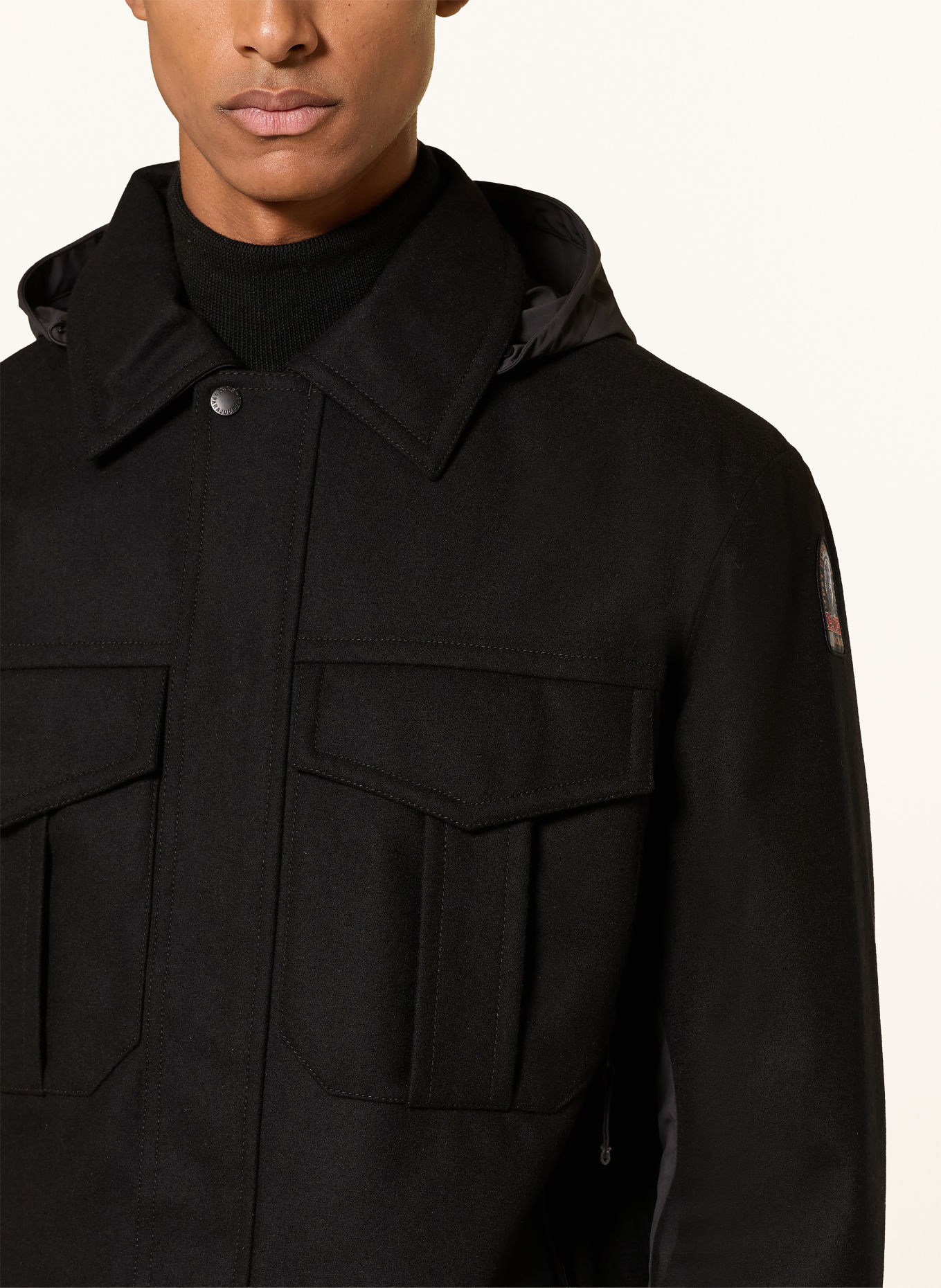 PARAJUMPERS Overjacket HINA mit abnehmbarer Kapuze: SCHWARZ