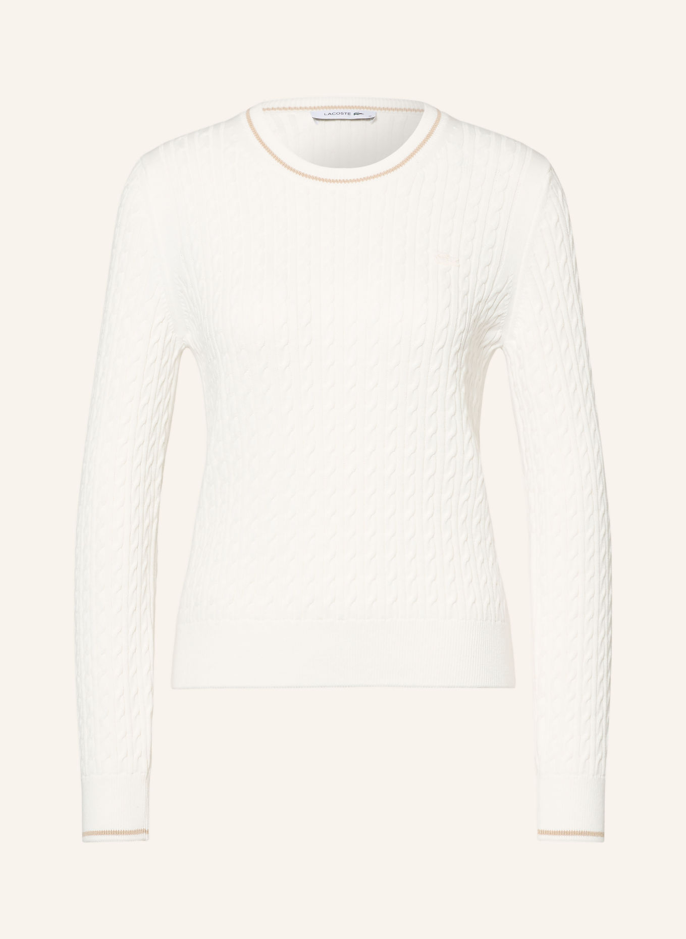 LACOSTE Trui: WIT / BEIGE