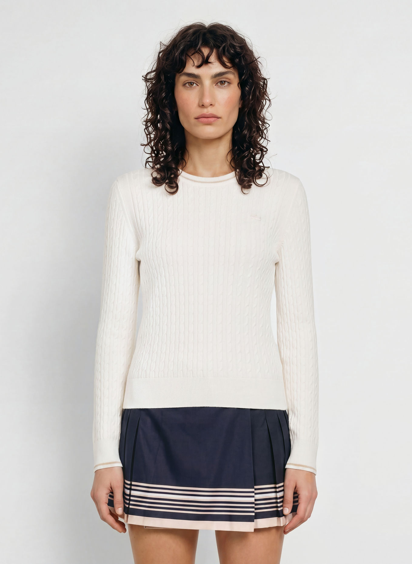 LACOSTE Trui: WIT / BEIGE
