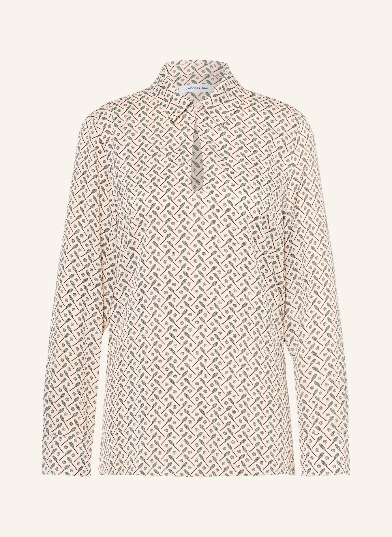 LACOSTE Shirt blouse: BEIGE / GREEN