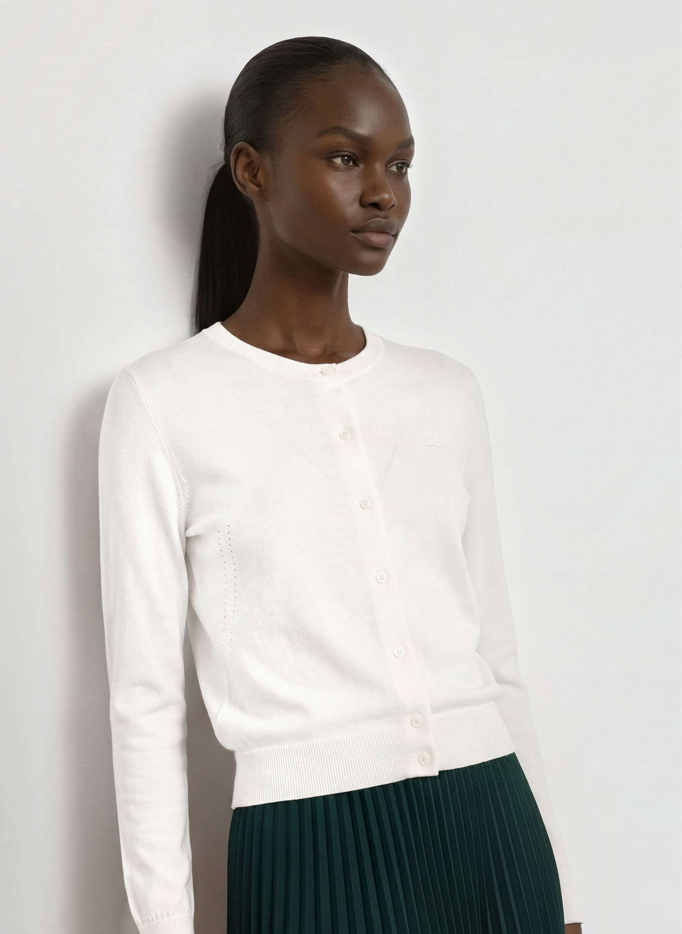 LACOSTE Cardigan: WHITE