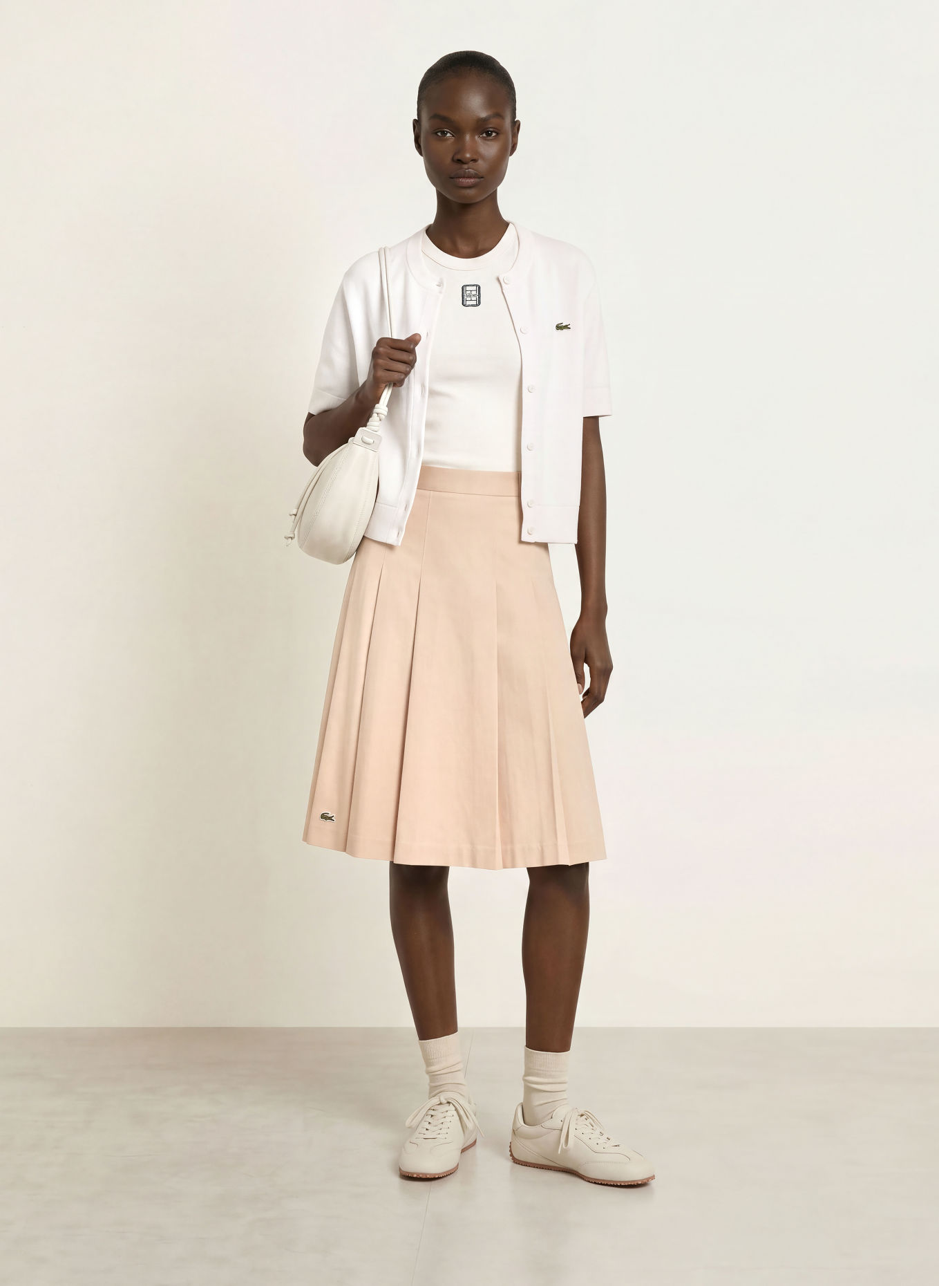 LACOSTE Plooirok: BEIGE