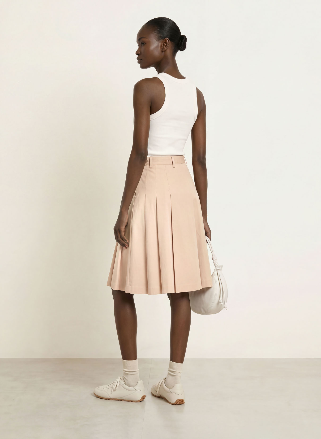 LACOSTE Plooirok: BEIGE