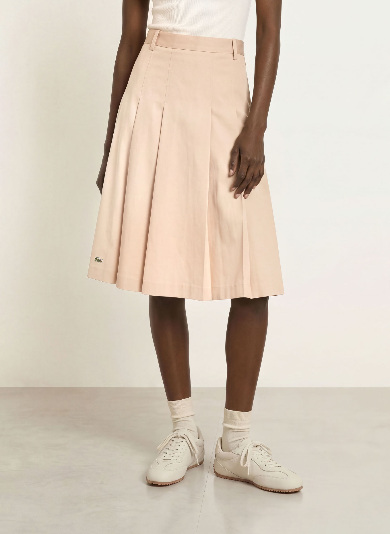 LACOSTE Plooirok: BEIGE