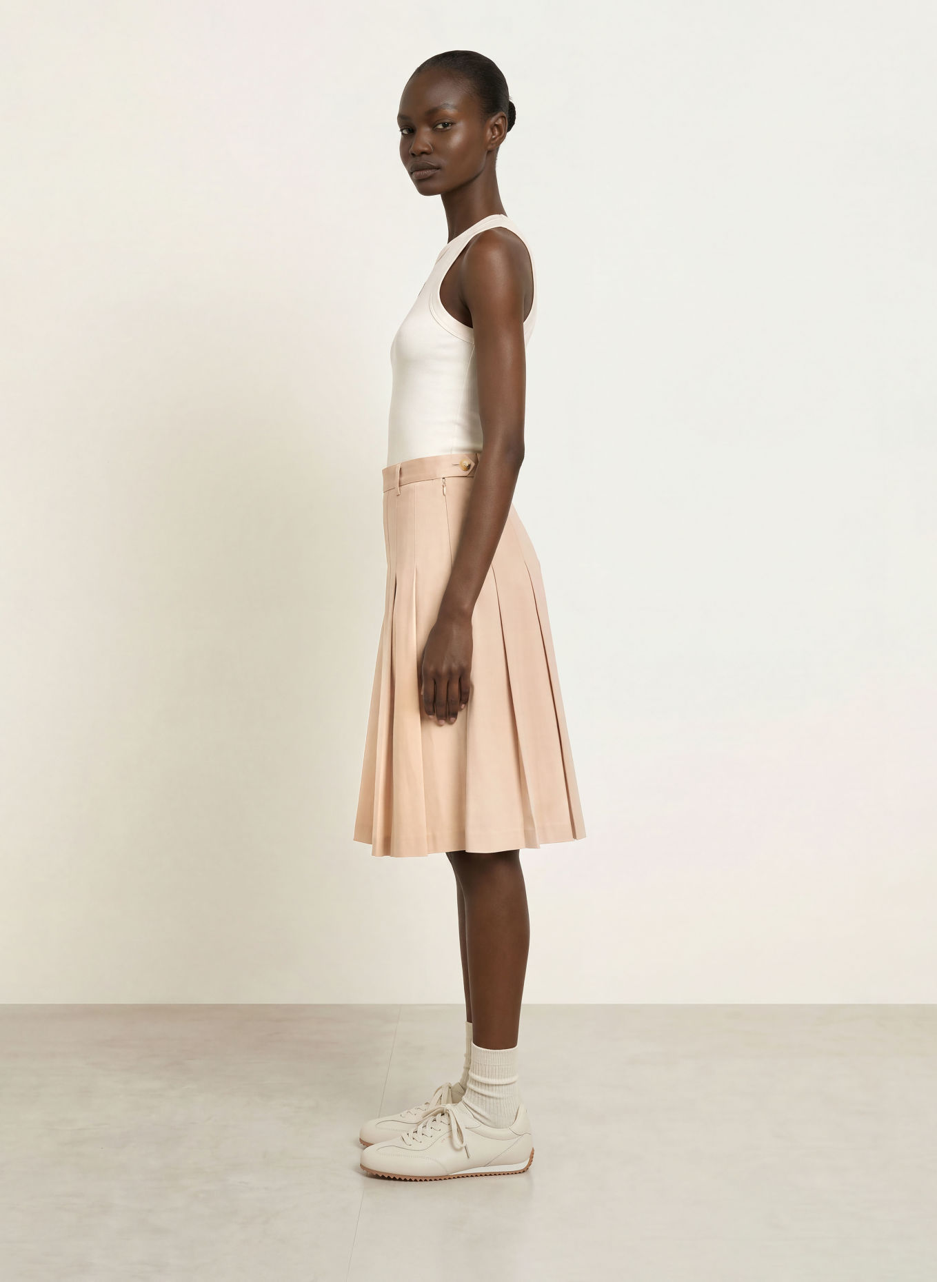 LACOSTE Plooirok: BEIGE