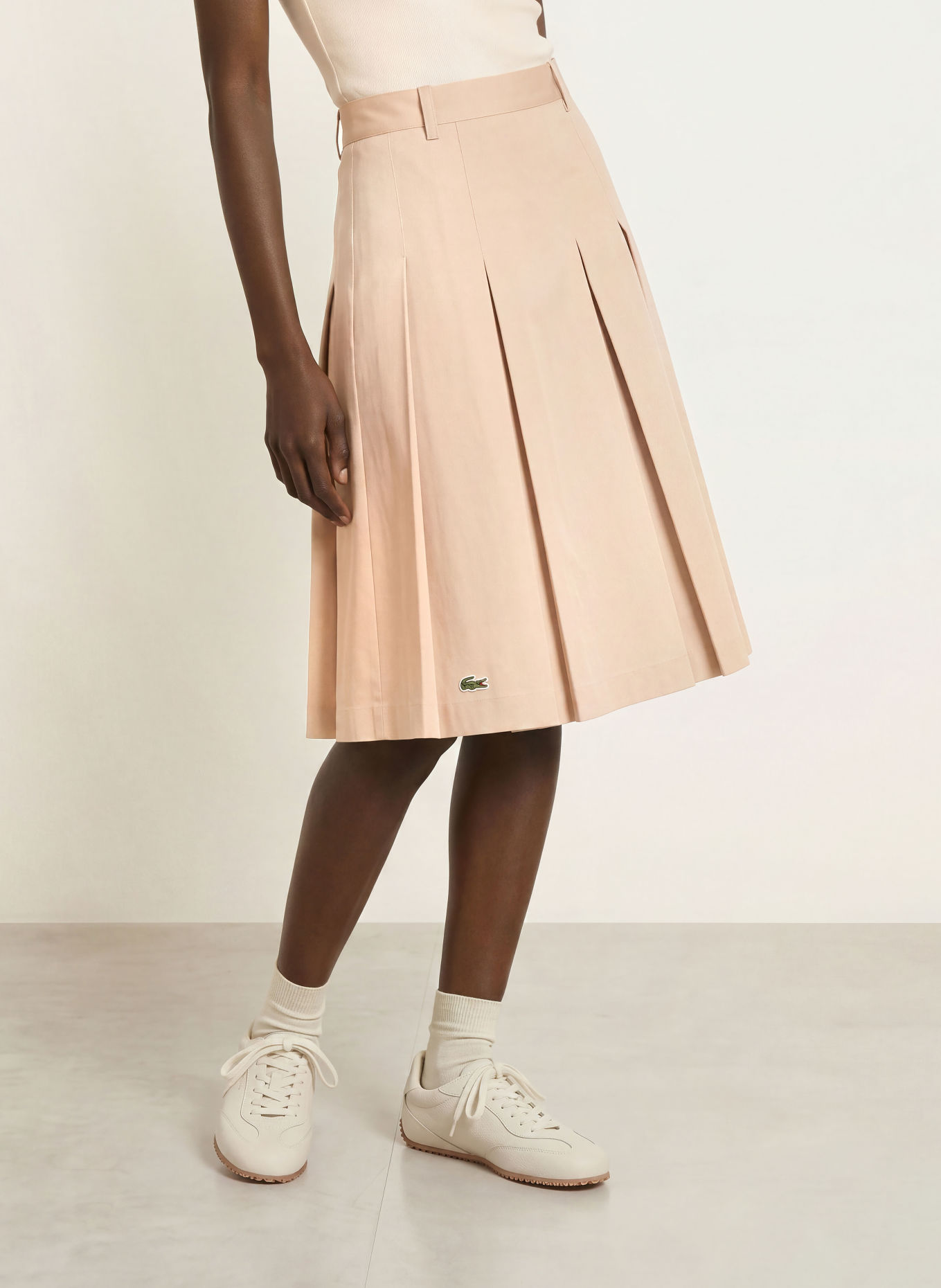 LACOSTE Plooirok: BEIGE