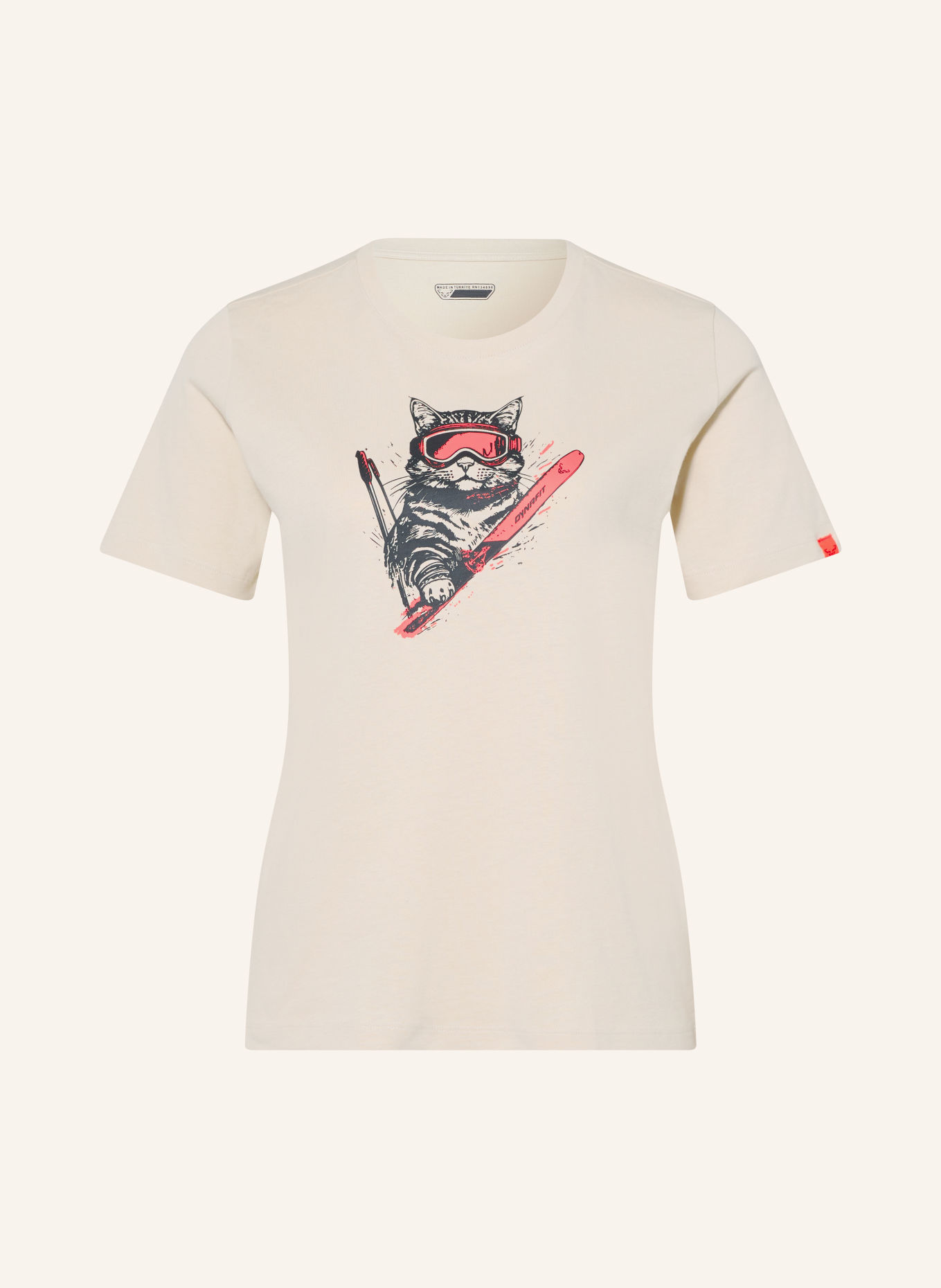 DYNAFIT T-shirt GRAPHIC COTTON: BEIGE / NEONRØD