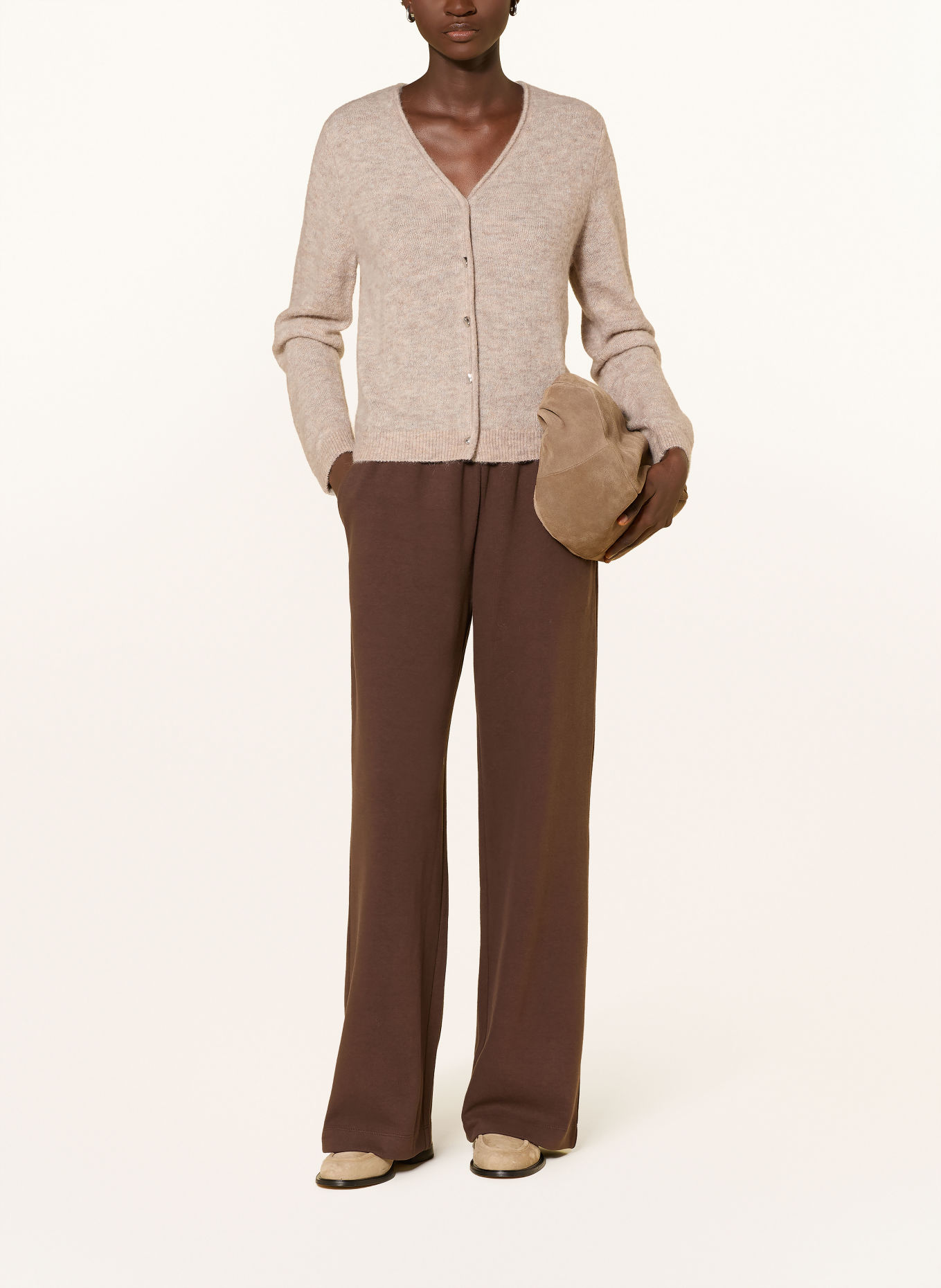 MSCH COPENHAGEN MSCHVILOH cardigan with alpaca: LIGHT BROWN / LIGHT GRAY