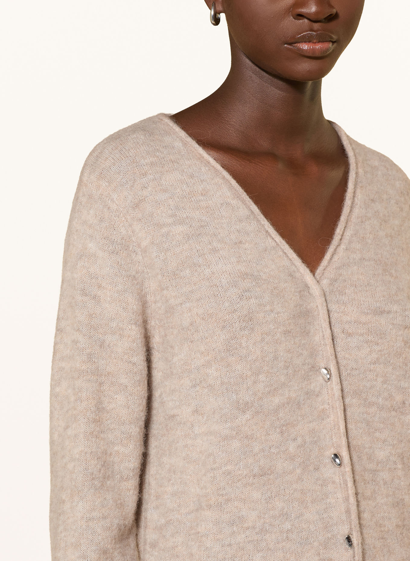 MSCH COPENHAGEN MSCHVILOH cardigan with alpaca: LIGHT BROWN / LIGHT GRAY