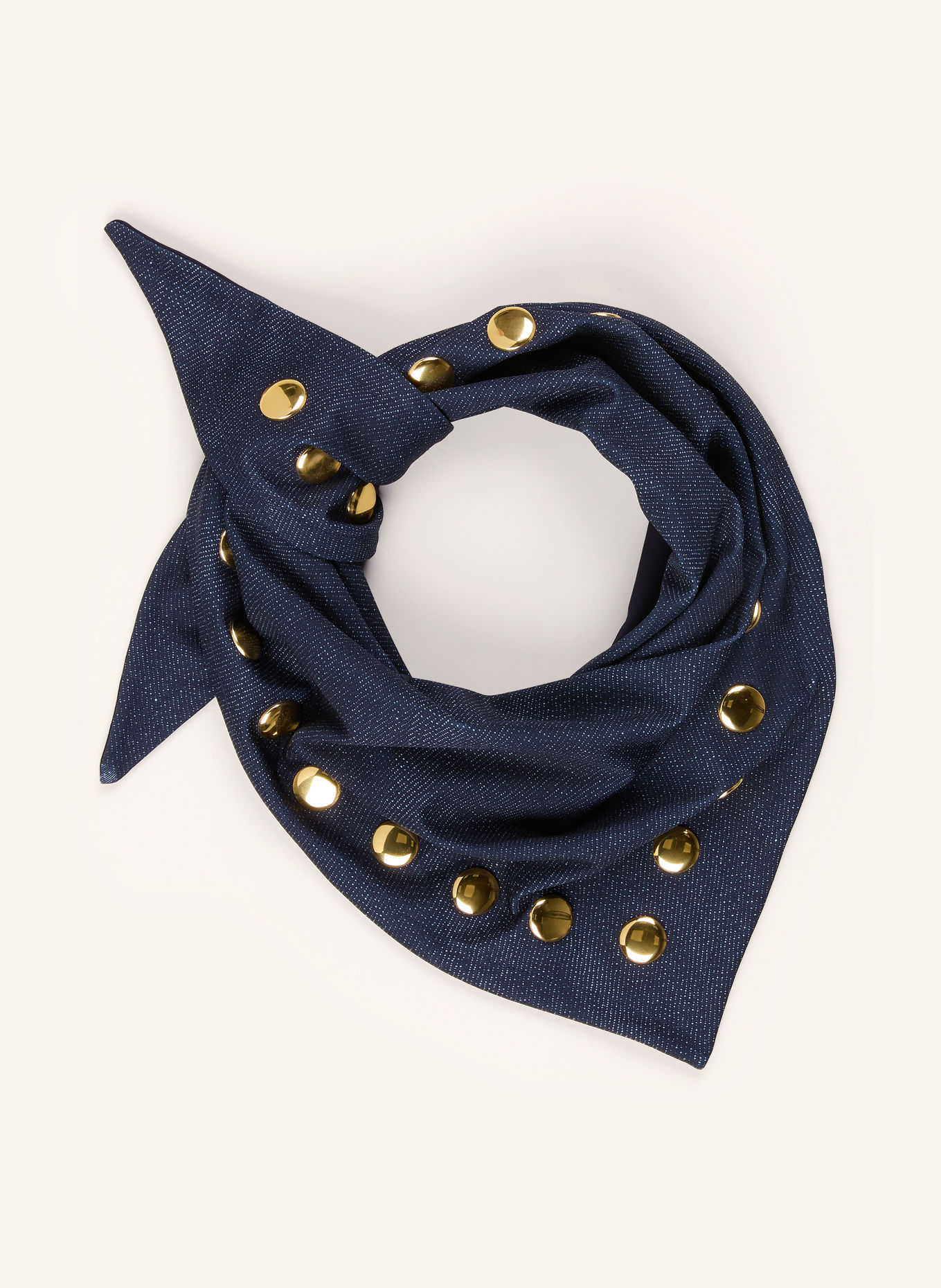 GOLDBERGH TETSU Triangular scarf with Rivets: DARK BLUE / GOLD