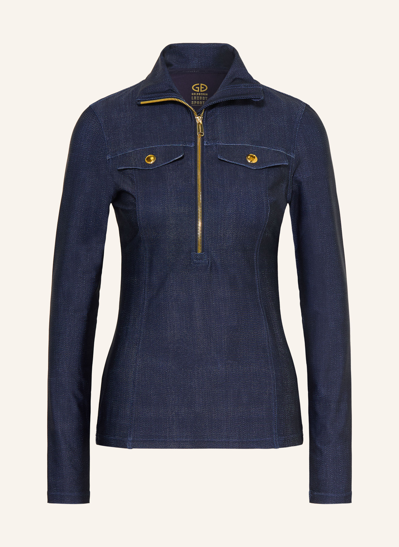GOLDBERGH Midlayer YUNNAI met studs: DONKERBLAUW