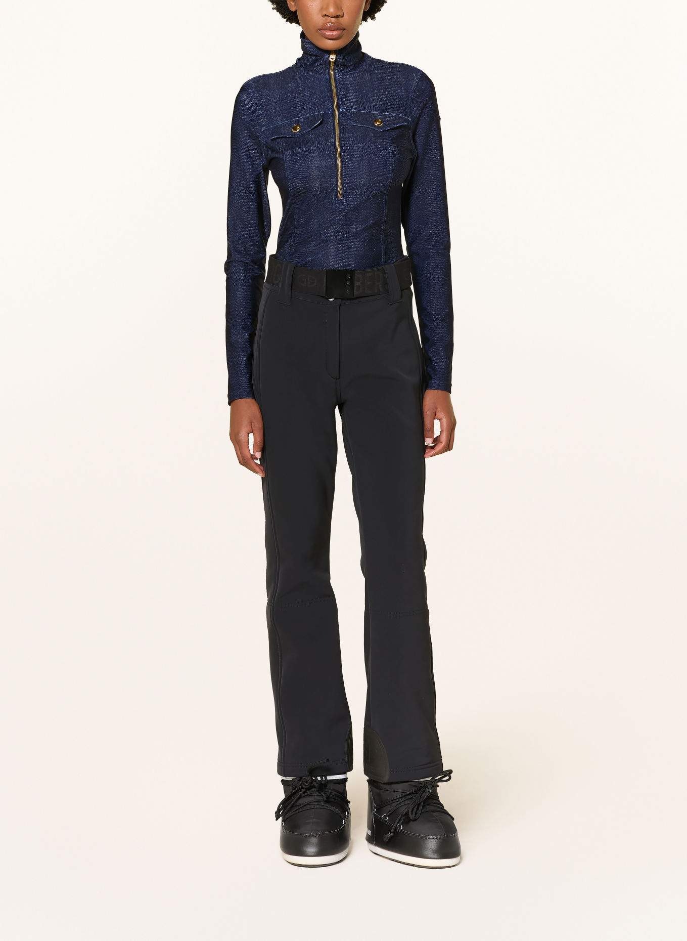 GOLDBERGH Midlayer YUNNAI met studs: DONKERBLAUW