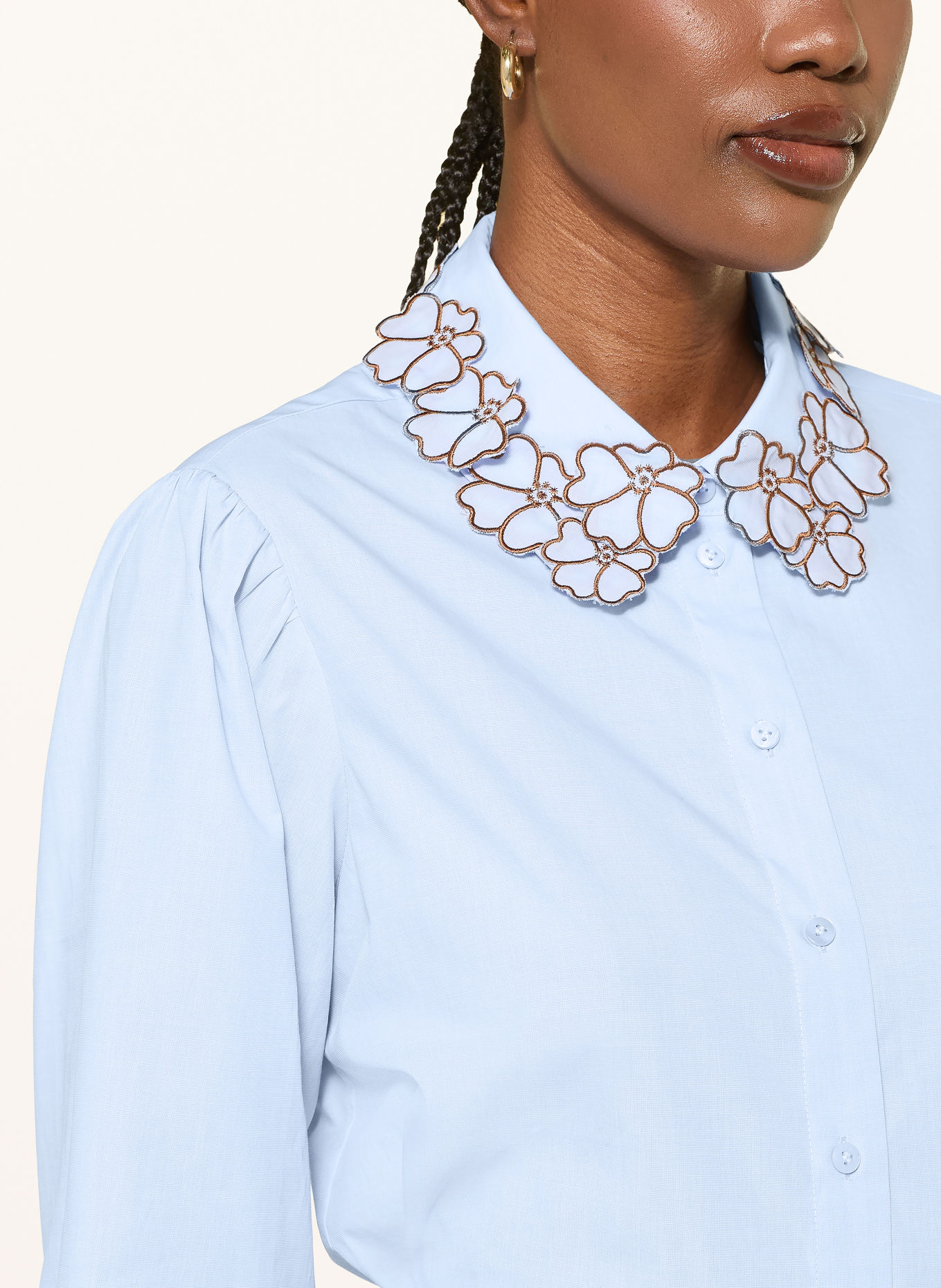 van Laack Hemdbluse VL-FJELLA-APPL: HELLBLAU / BRAUN