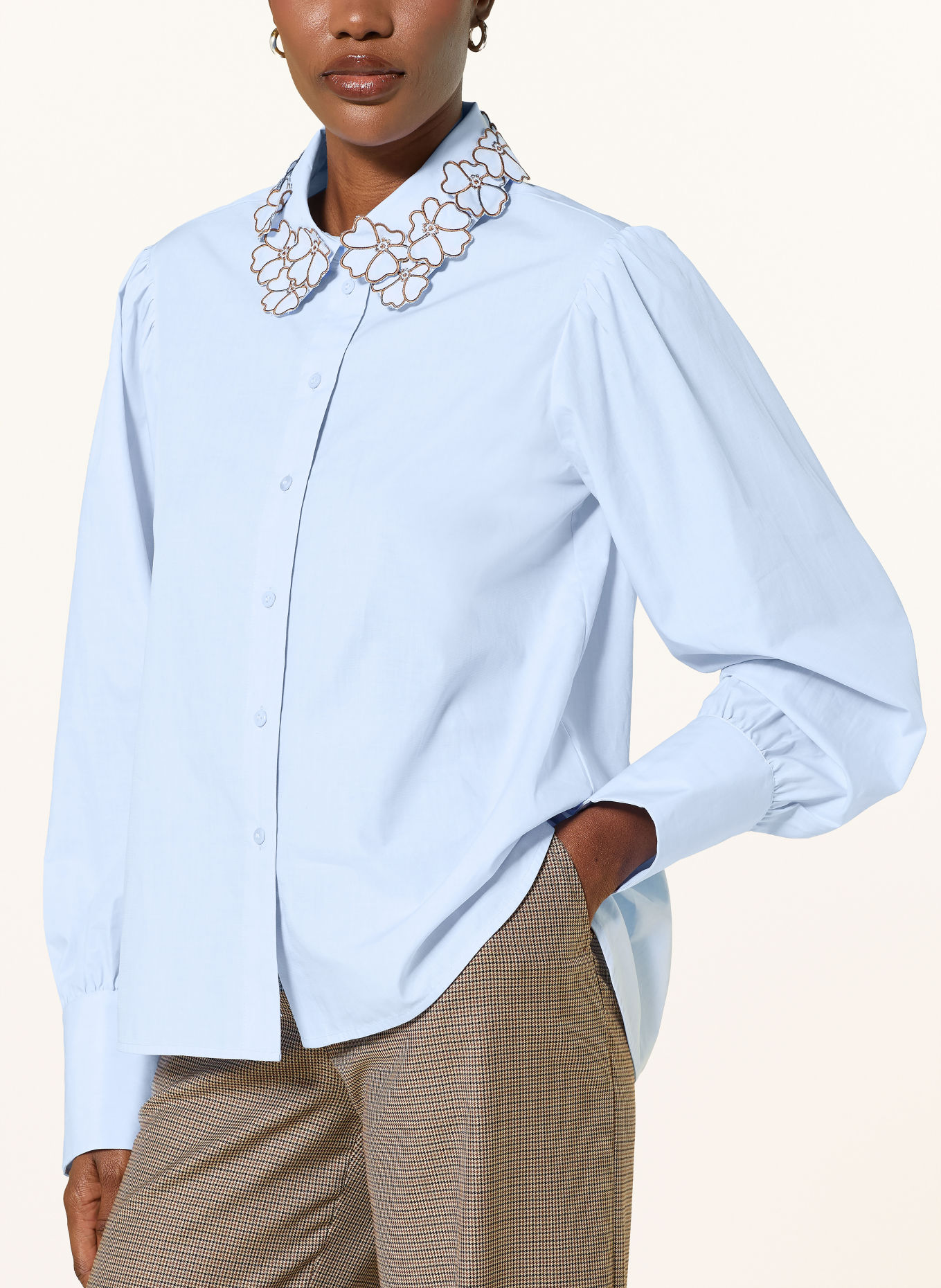 van Laack Hemdbluse VL-FJELLA-APPL: HELLBLAU / BRAUN