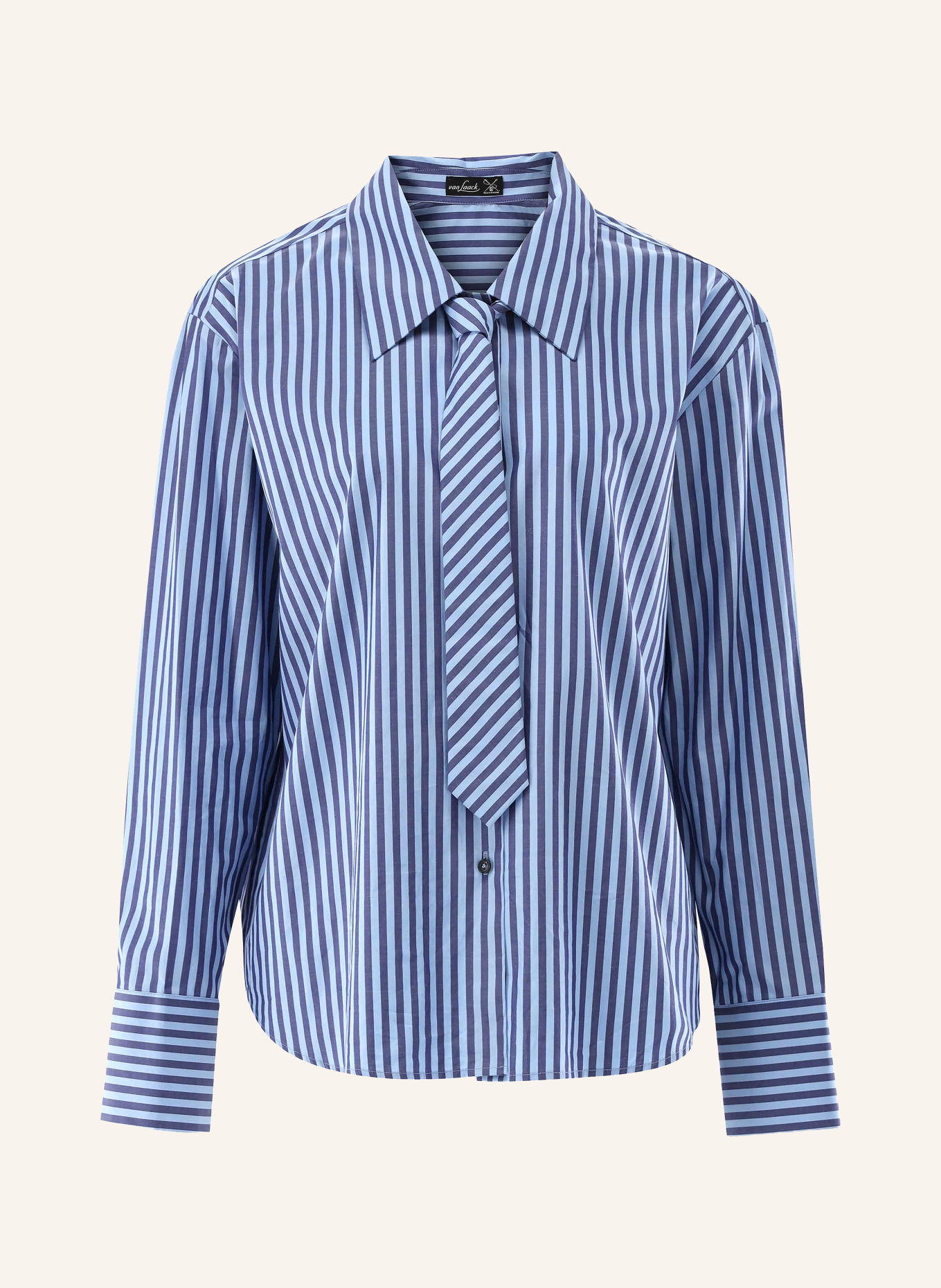 van Laack Hemdbluse VL-BESEDE-TIE mit abnehmbarer Krawatte: BLAU / HELLBLAU