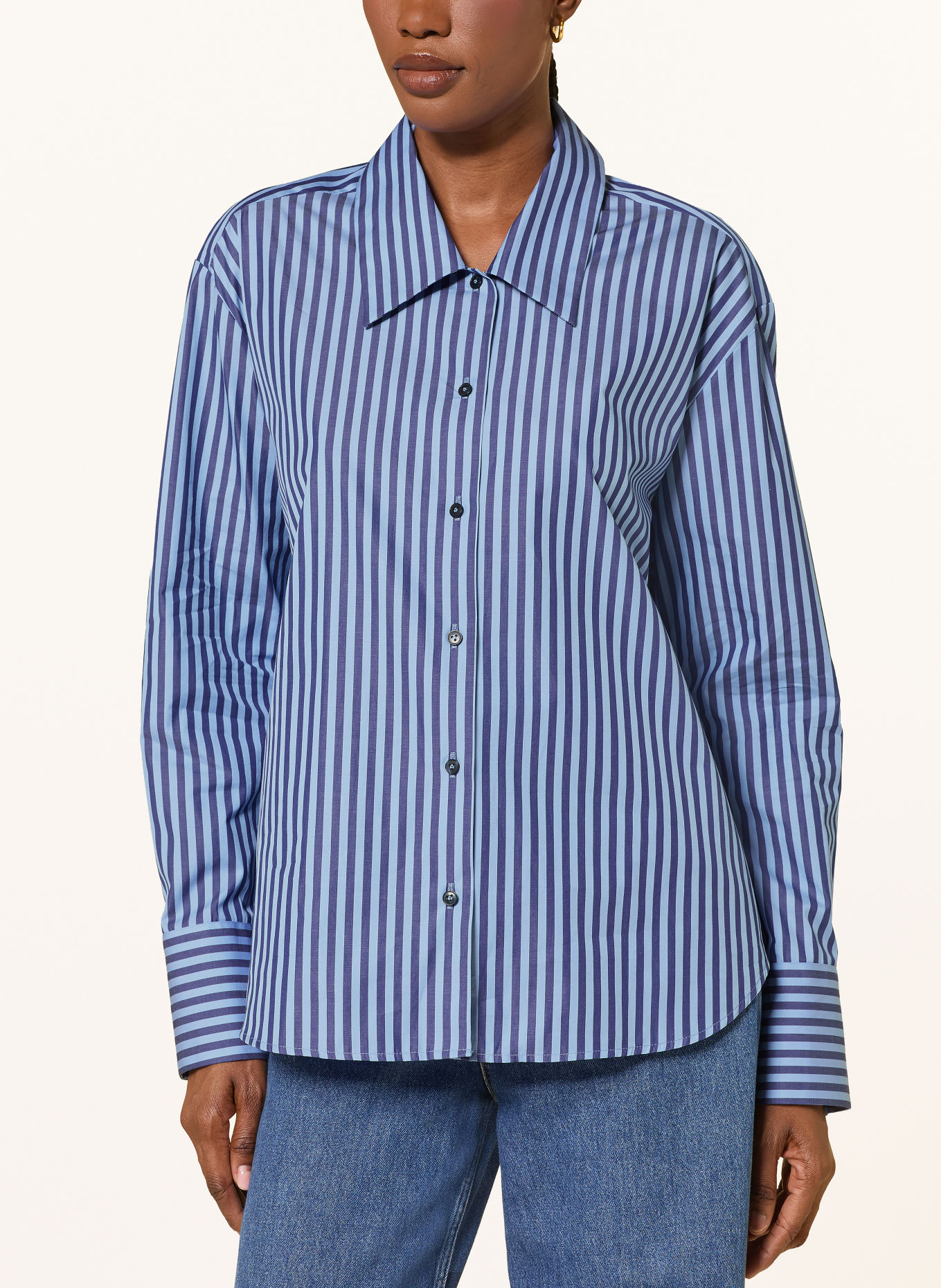 van Laack Hemdbluse VL-BESEDE-TIE mit abnehmbarer Krawatte: BLAU / HELLBLAU