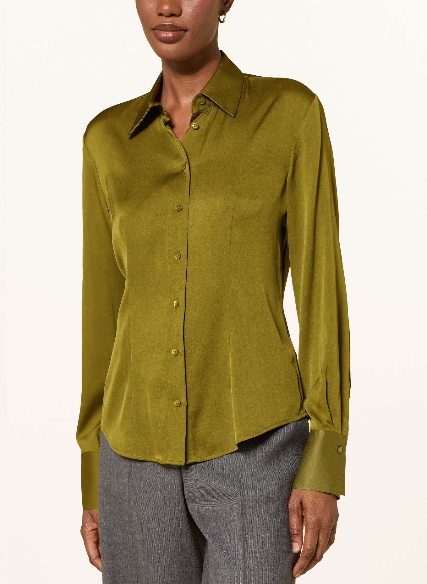 van Laack VL-ULIZ-XX Shirt blouse with Silk: OLIVE