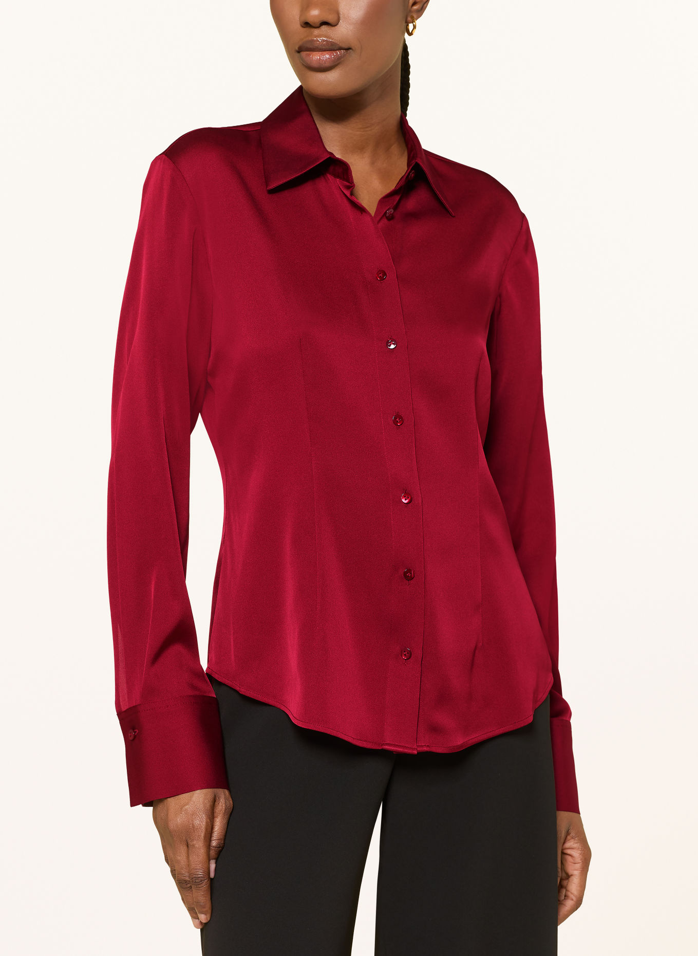 van Laack Overhemdblouse VL-ULIZ-XX met zijde: DONKERROOD