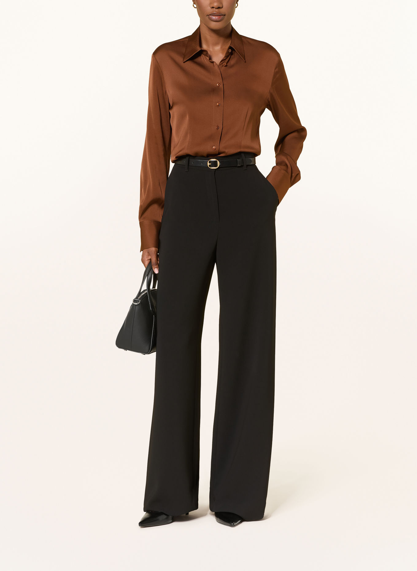 van Laack Overhemdblouse VL-ULIZ-XX met zijde: BRUIN