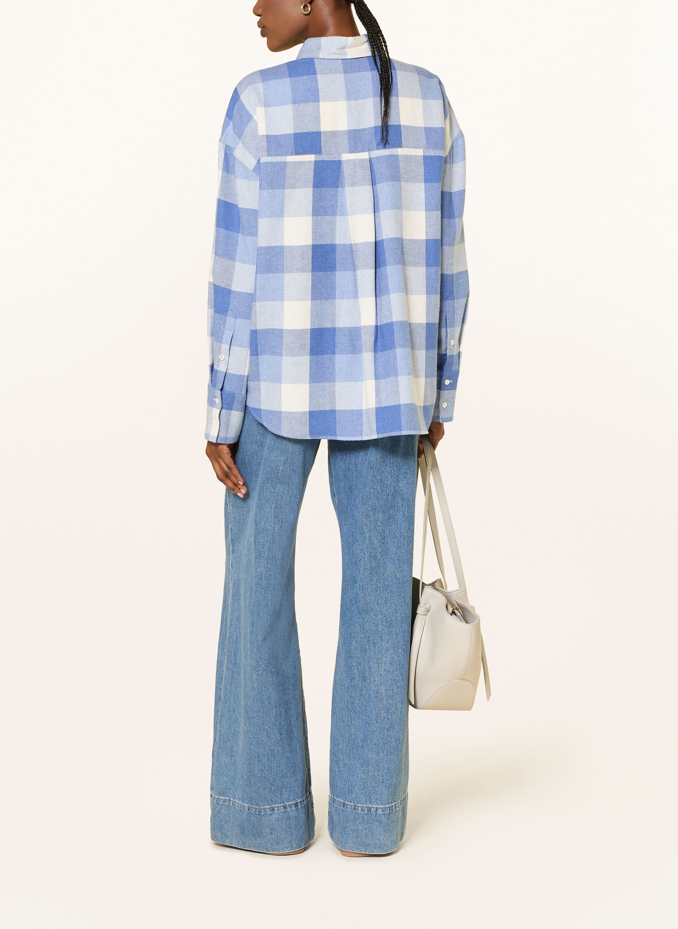 van Laack Hemdbluse VL-BESNA-SVKN aus Flanell: BLAU / HELLBLAU / WEISS