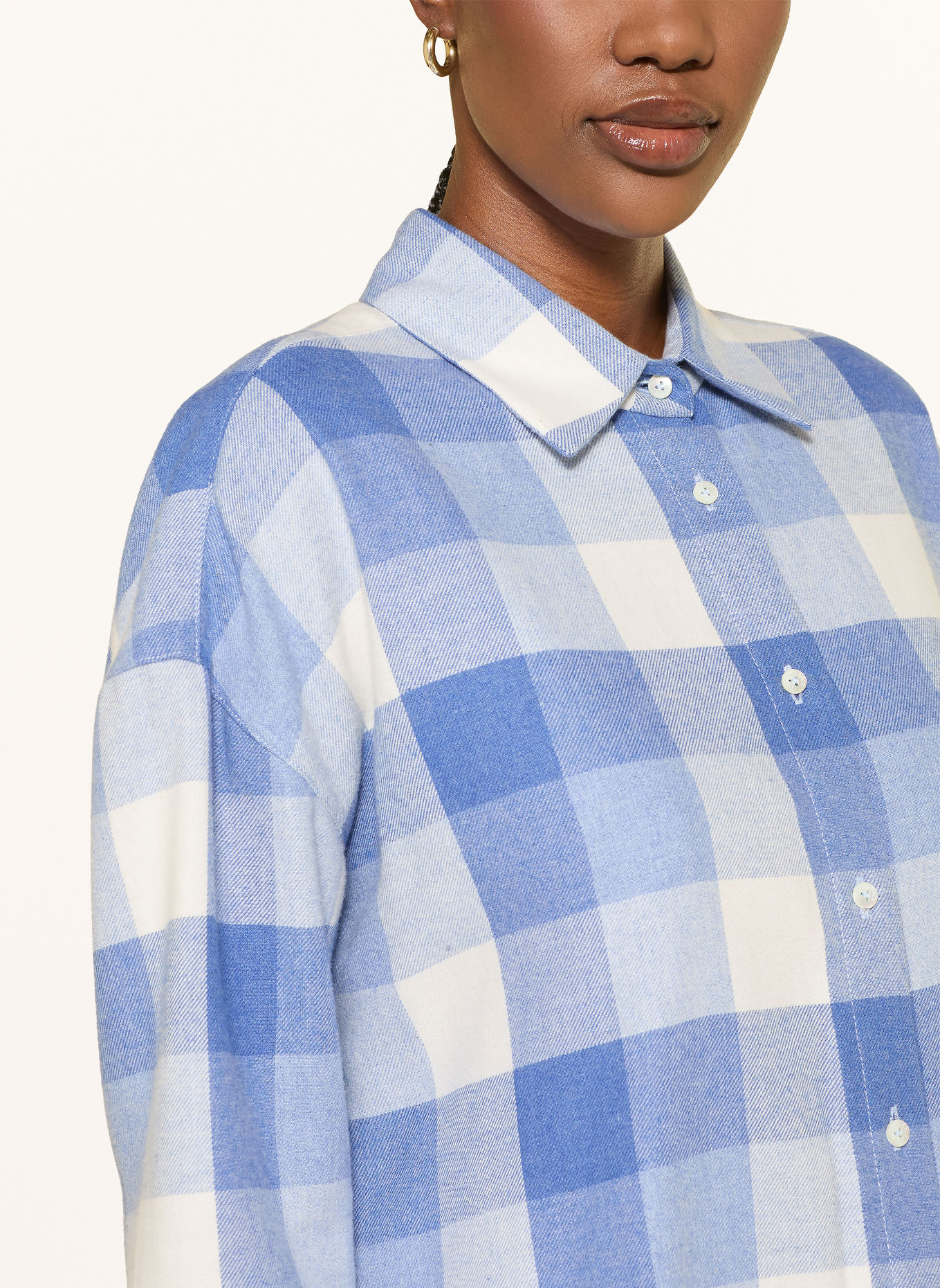 van Laack Hemdbluse VL-BESNA-SVKN aus Flanell: BLAU / HELLBLAU / WEISS