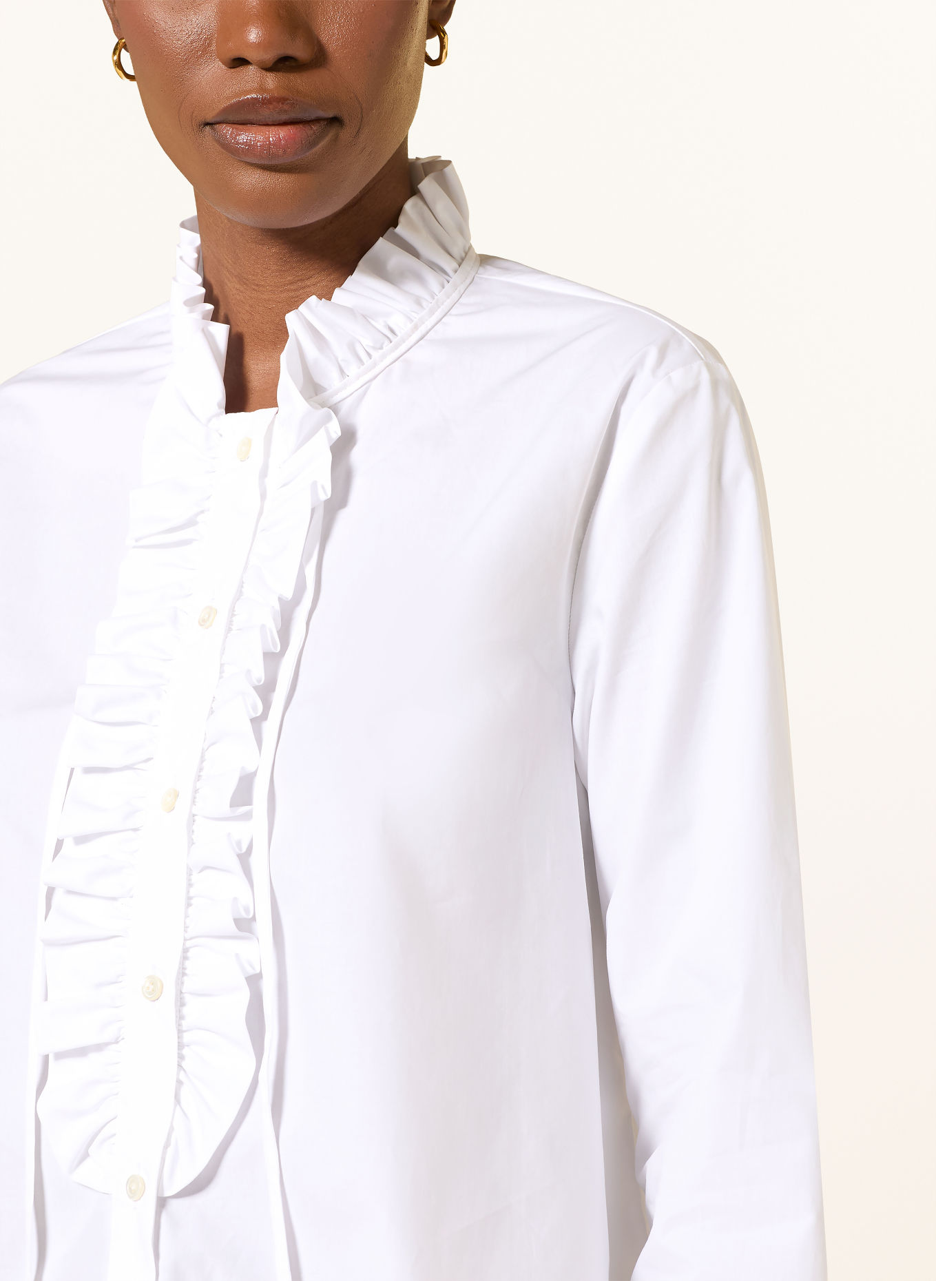 van Laack Blouse VL-NHEA-XX met ruches: WIT
